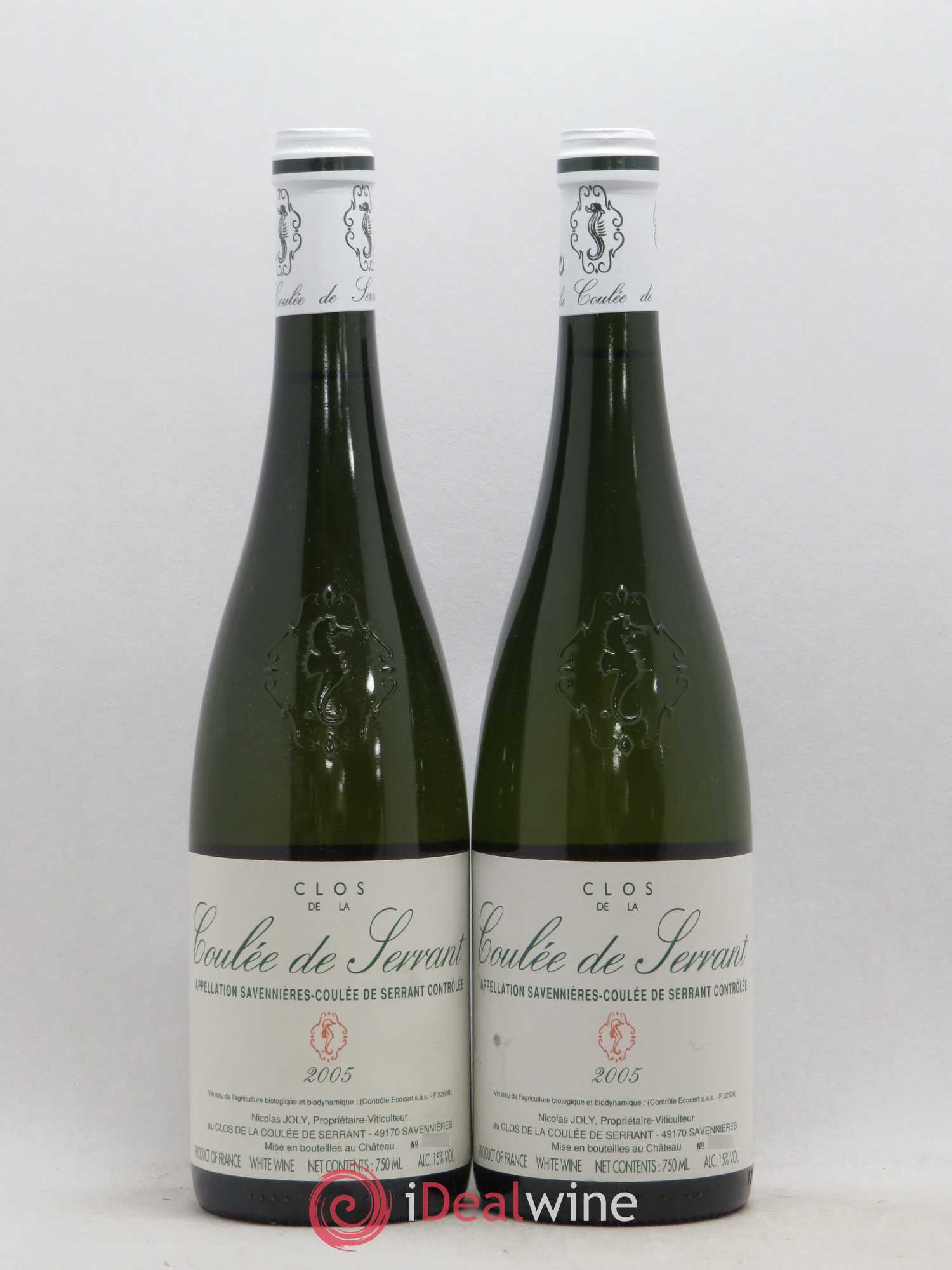 Savennières Clos de la Coulée de Serrant Vignobles de la Coulée de Serrant - Nicolas Joly 2005 - Lot de 2 bouteilles - 0