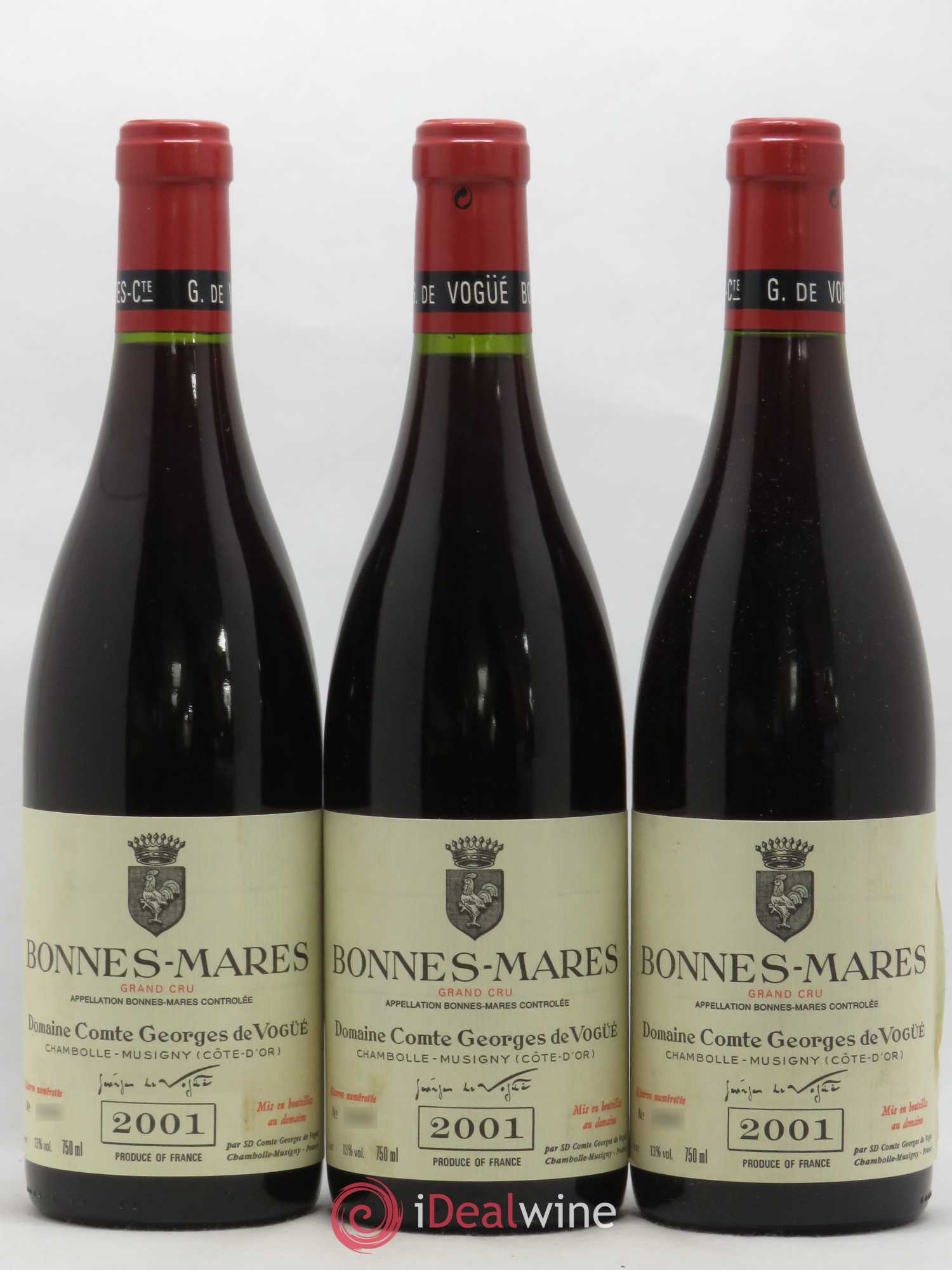 Bonnes-Mares Grand Cru Comte Georges de Vogüé 2001 - Lot de 3 bouteilles - 0