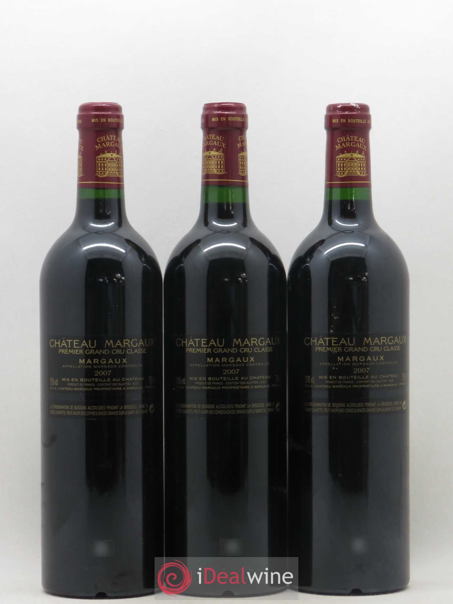 Château Margaux 1er Grand Cru Classé 2007 - Lot de 3 bouteilles - 1