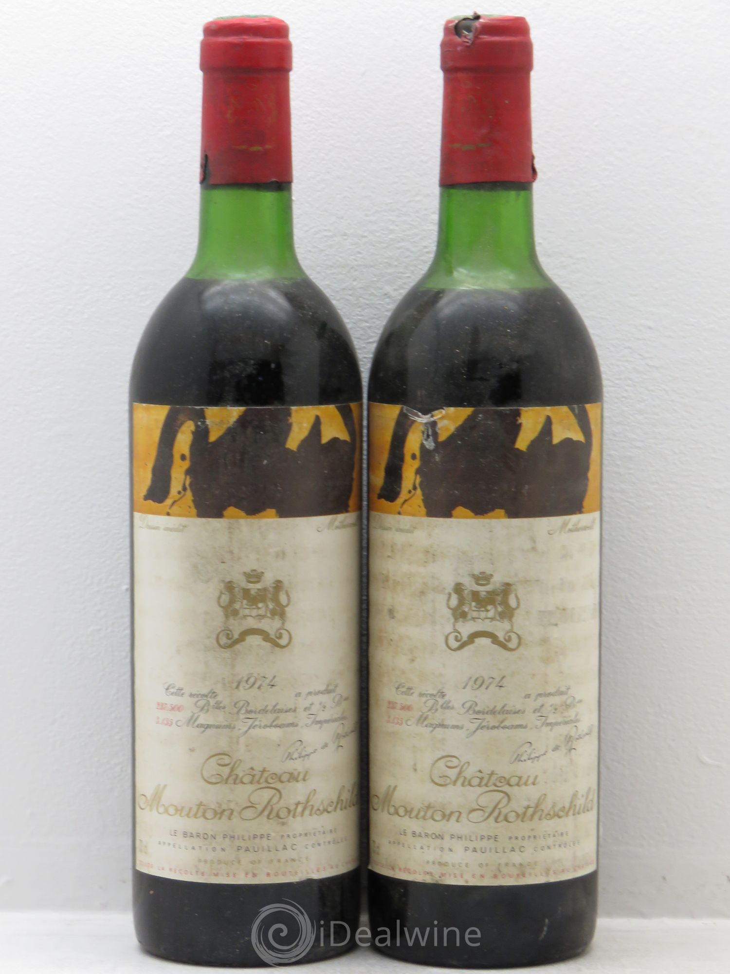 Château Mouton Rothschild 1er Grand Cru Classé 1974 - Lot de 2 bouteilles - 0
