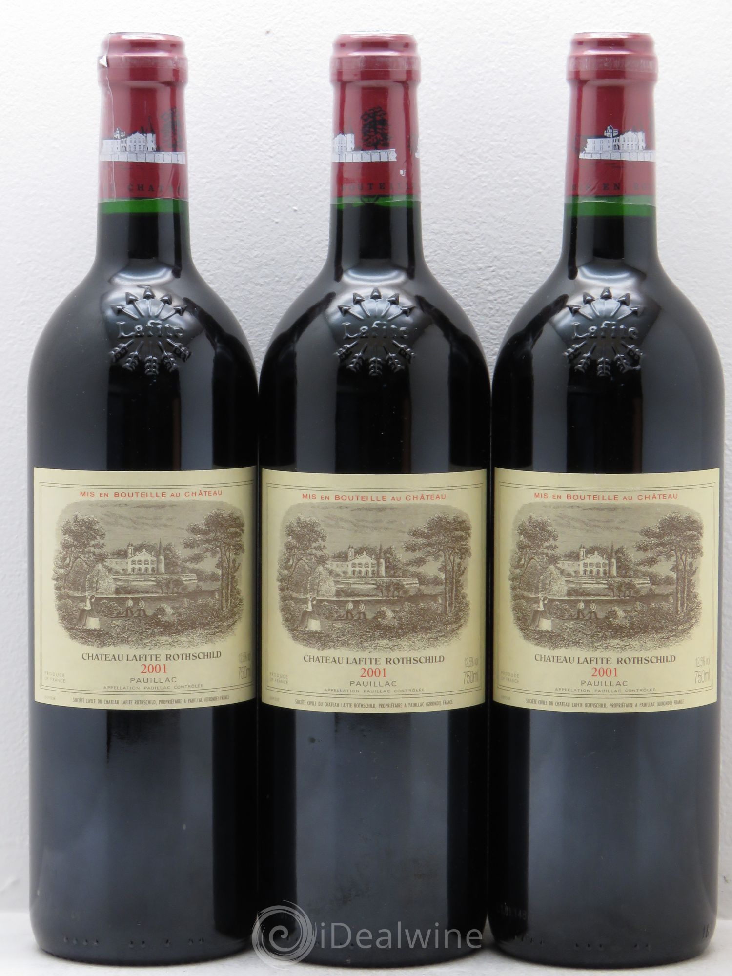 Château Lafite Rothschild 1er Grand Cru Classé 2001 - Lot de 3 bouteilles - 0