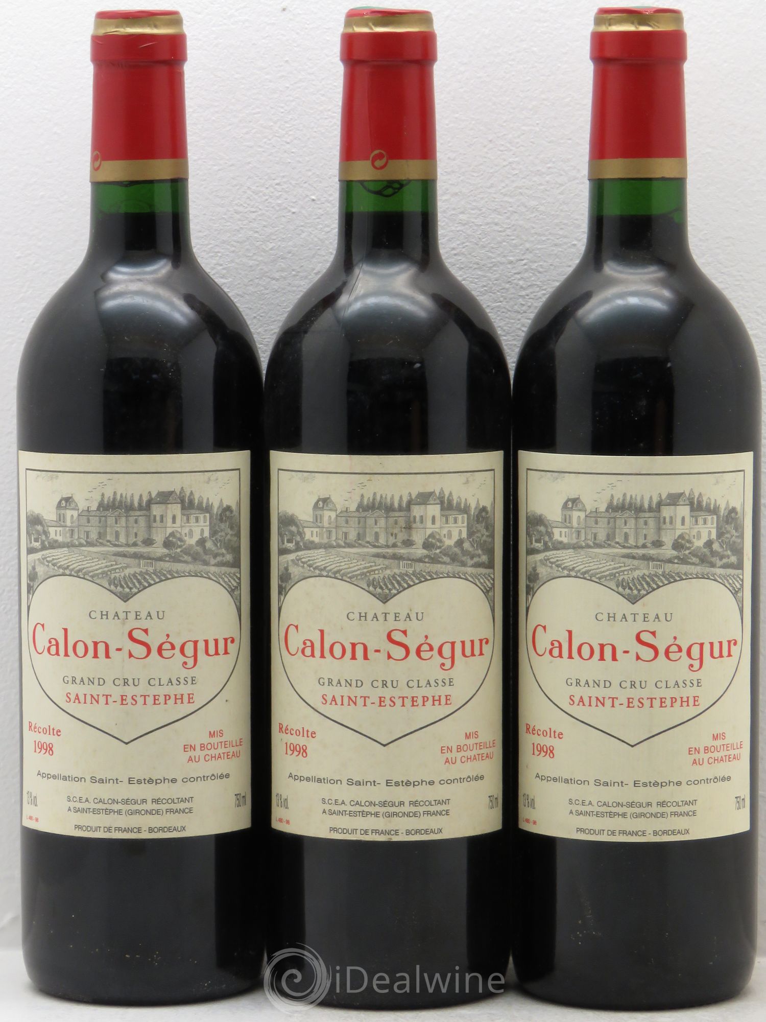 Château Calon Ségur 3ème Grand Cru Classé 1998 - Lot de 3 bouteilles - 0
