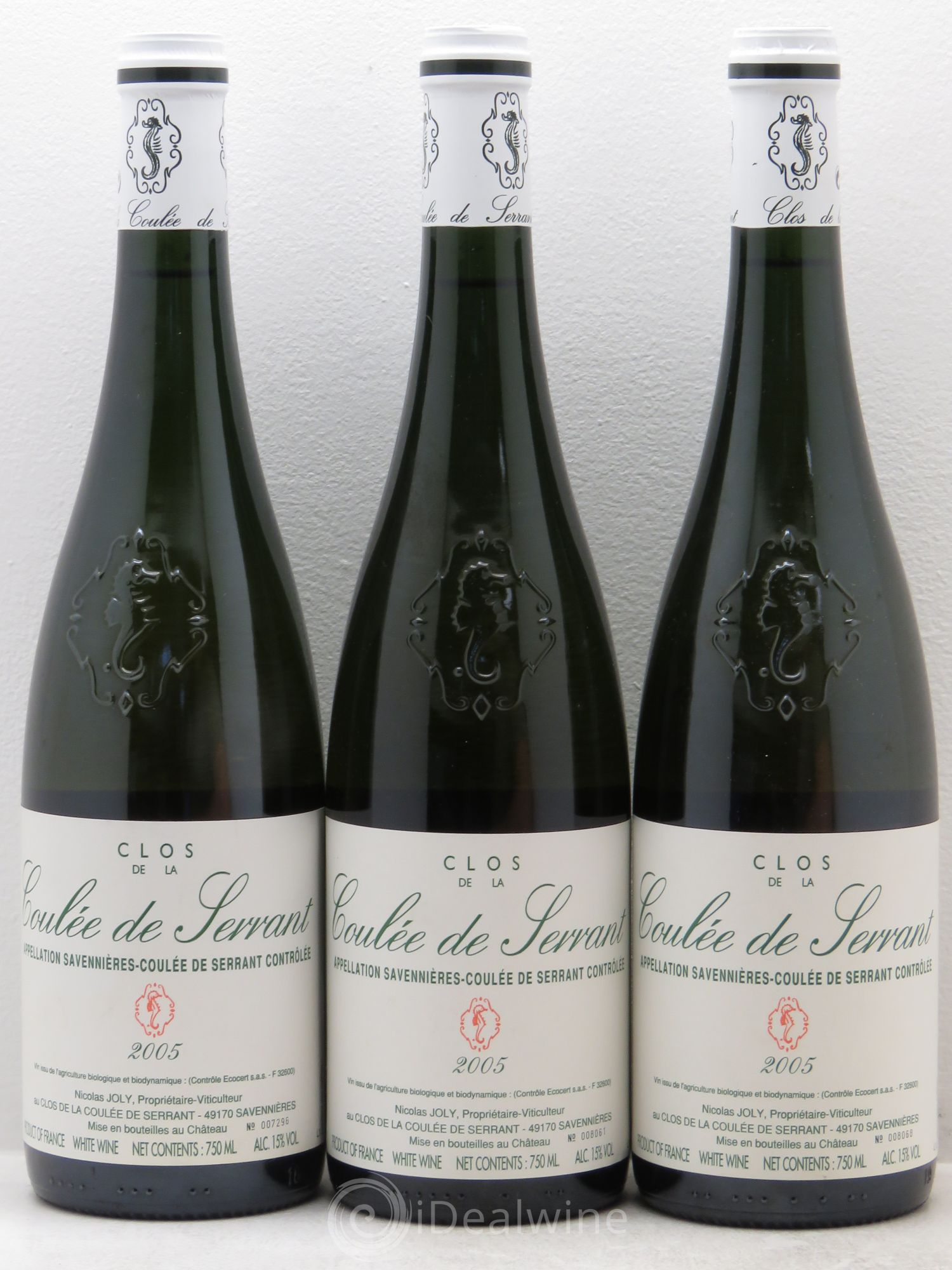Savennières Clos de la Coulée de Serrant Vignobles de la Coulée de Serrant - Nicolas Joly 2005 - Lot de 3 bouteilles - 0