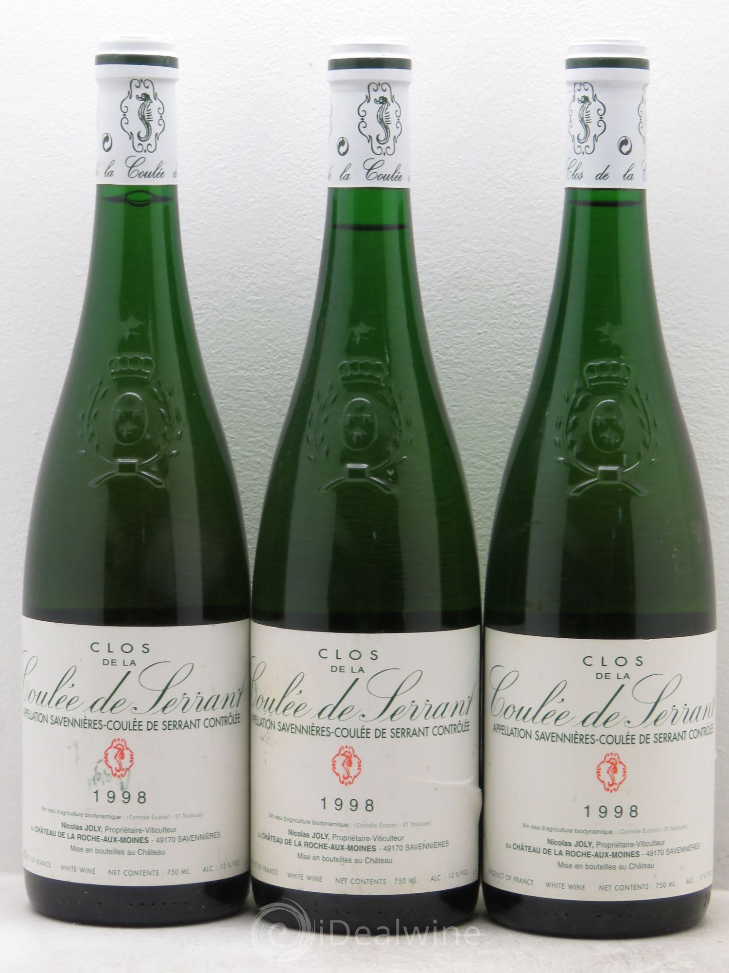 Savennières Clos de la Coulée de Serrant Vignobles de la Coulée de Serrant - Nicolas Joly 1998 - Lot de 3 bouteilles - 0