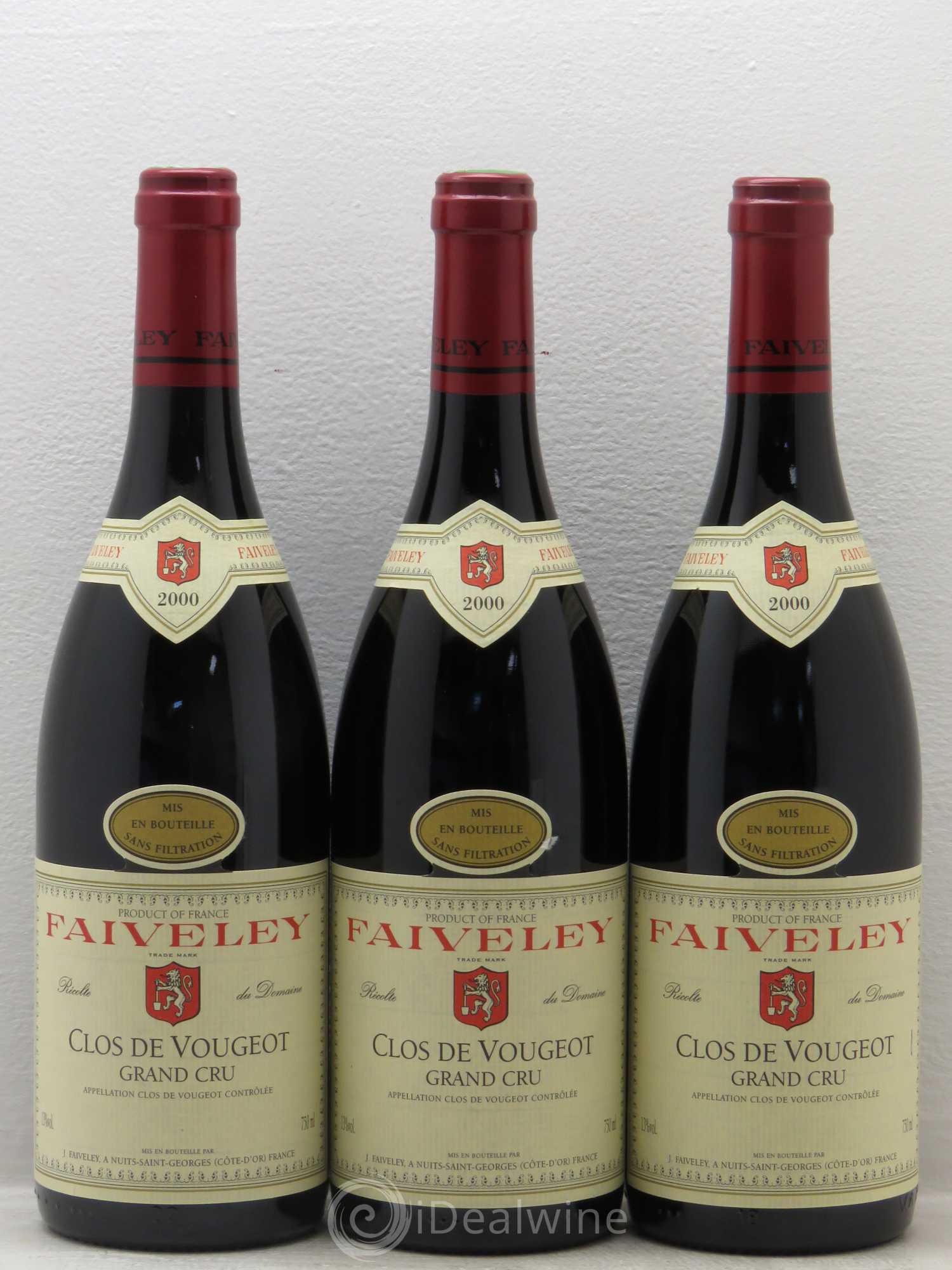 Clos de Vougeot Grand Cru Faiveley 2000 - Lot de 3 bouteilles - 0