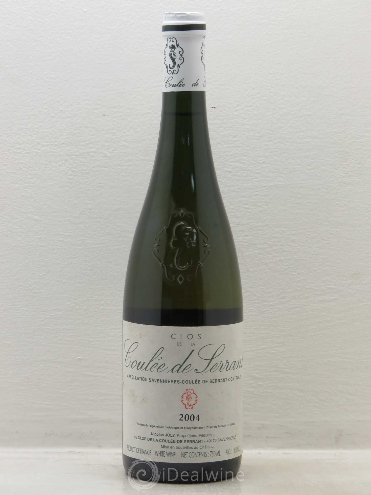 Savennières Clos de la Coulée de Serrant Vignobles de la Coulée de Serrant - Nicolas Joly 2004 - Lot de 1 bouteille - 0