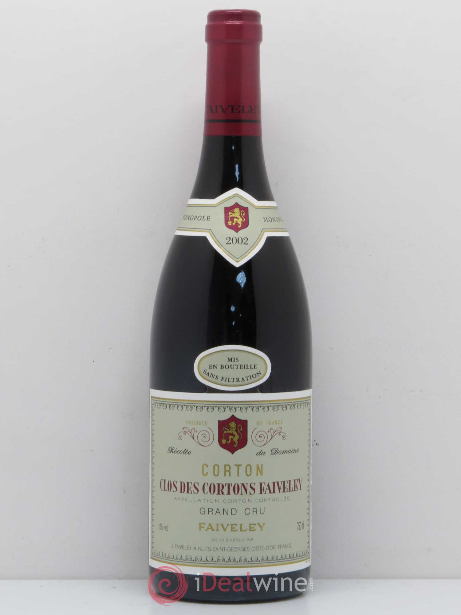 Corton Grand Cru Clos des Cortons Faiveley 2002 - Lot de 1 bouteille - 0