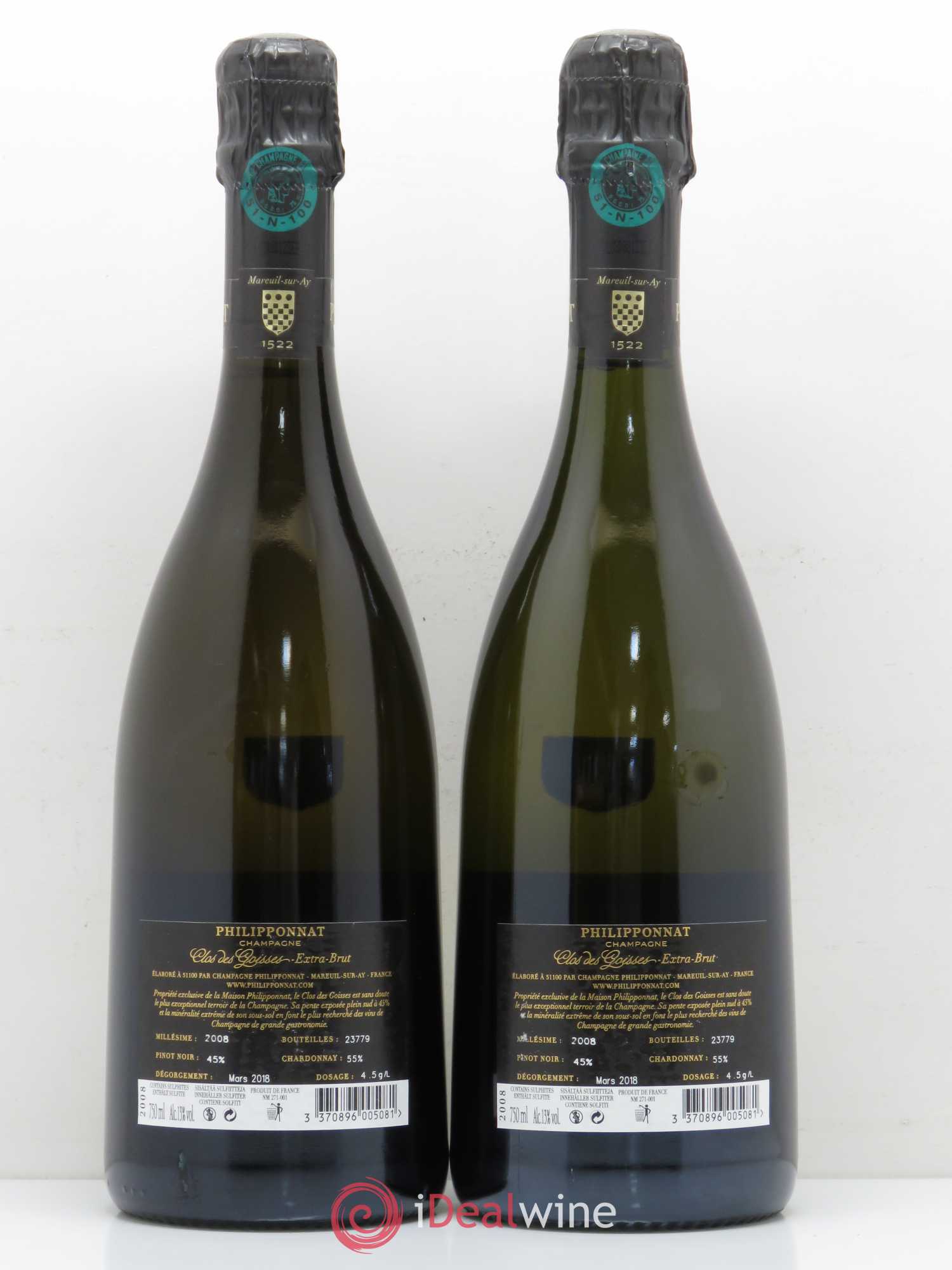 Clos des Goisses Philipponnat 2008 - Lot de 2 bouteilles - 1