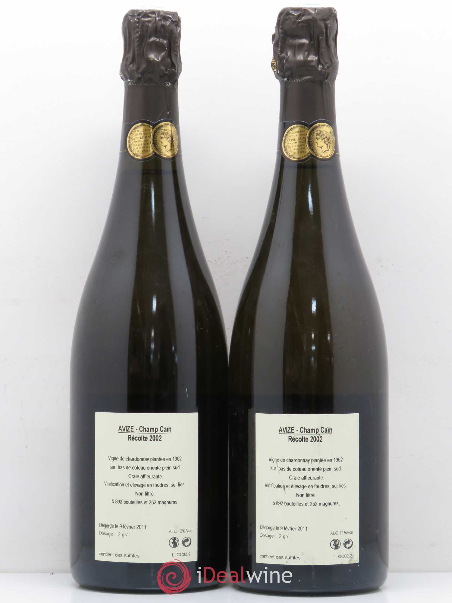 Avize Champ Caïn Extra-Brut Jacquesson 2002 - Lot de 2 bouteilles - 1