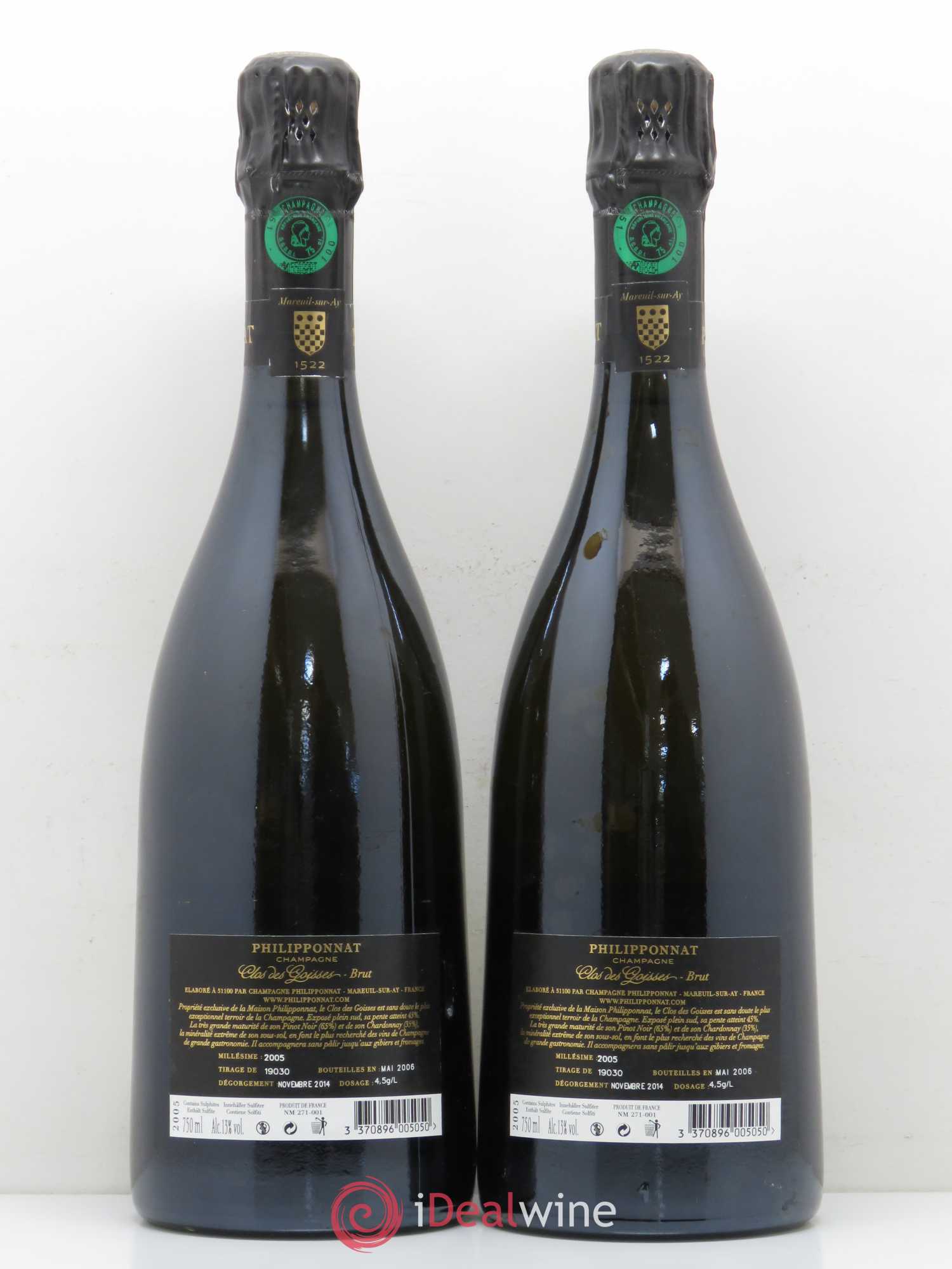 Clos des Goisses Philipponnat 2005 - Lot de 2 bouteilles - 1