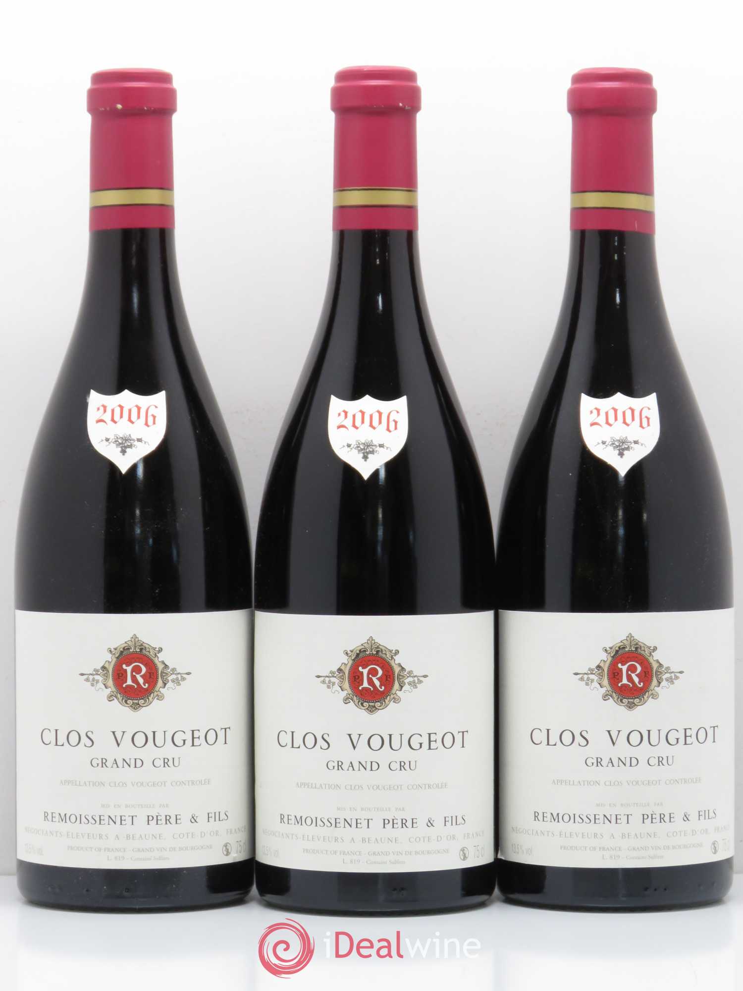 Clos de Vougeot Grand Cru Remoissenet 2006 - Lot de 3 bouteilles - 0