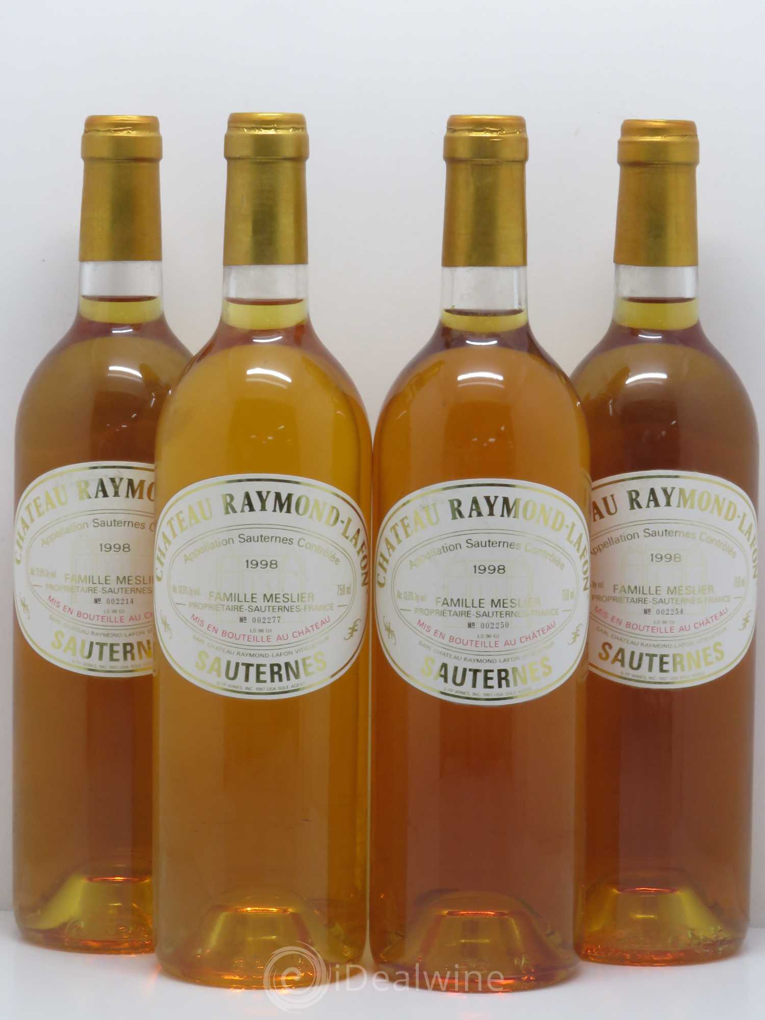 Château Raymond Lafon 1998 - Lotto di 4 bottiglie - 0