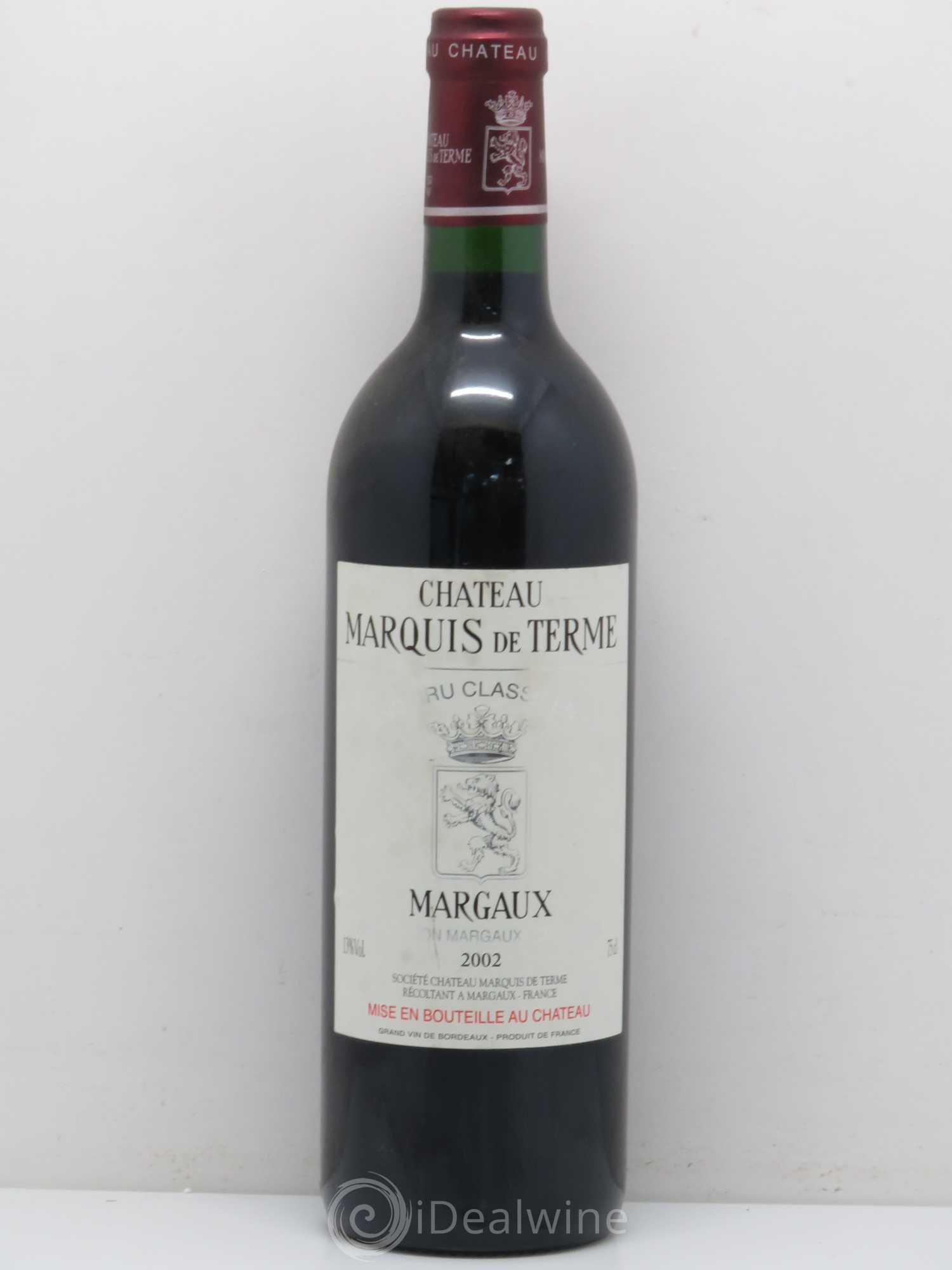 Château Marquis de Terme 4ème Grand Cru Classé 2002 - Lot de 1 bouteille - 0
