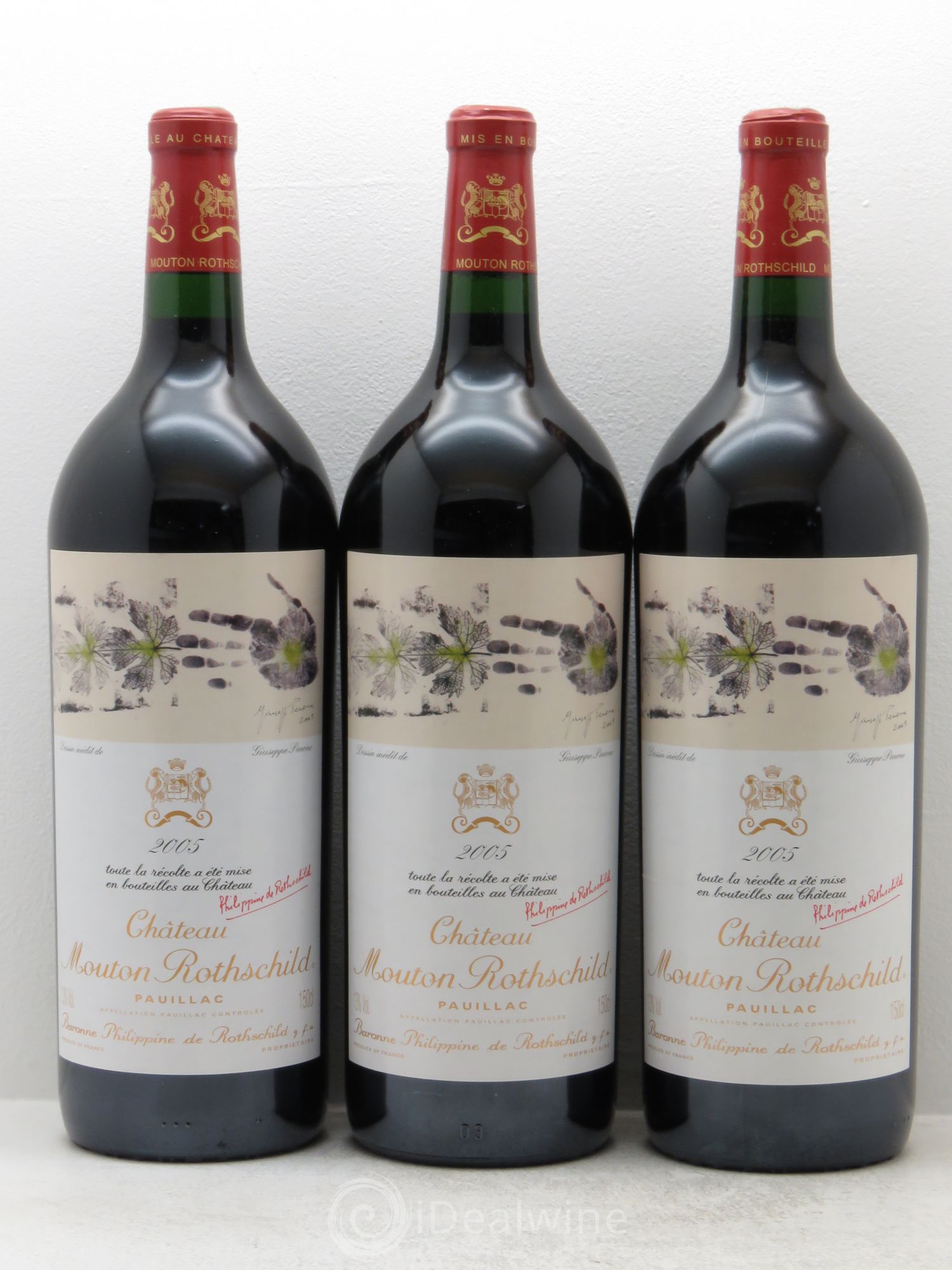 Château Mouton Rothschild 1er Grand Cru Classé 2005 - Lot de 3 magnums - 0