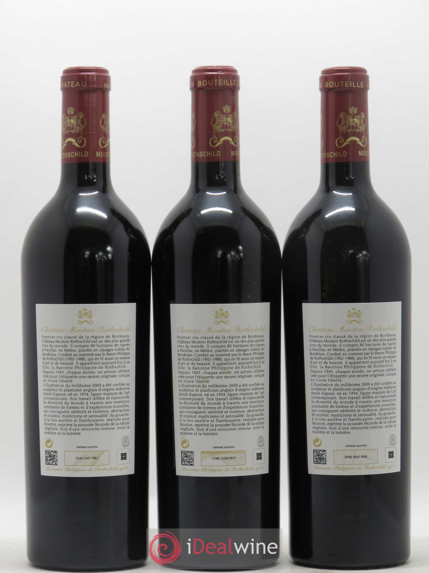 Château Mouton Rothschild 1er Grand Cru Classé 2009 - Lot de 3 bouteilles - 1