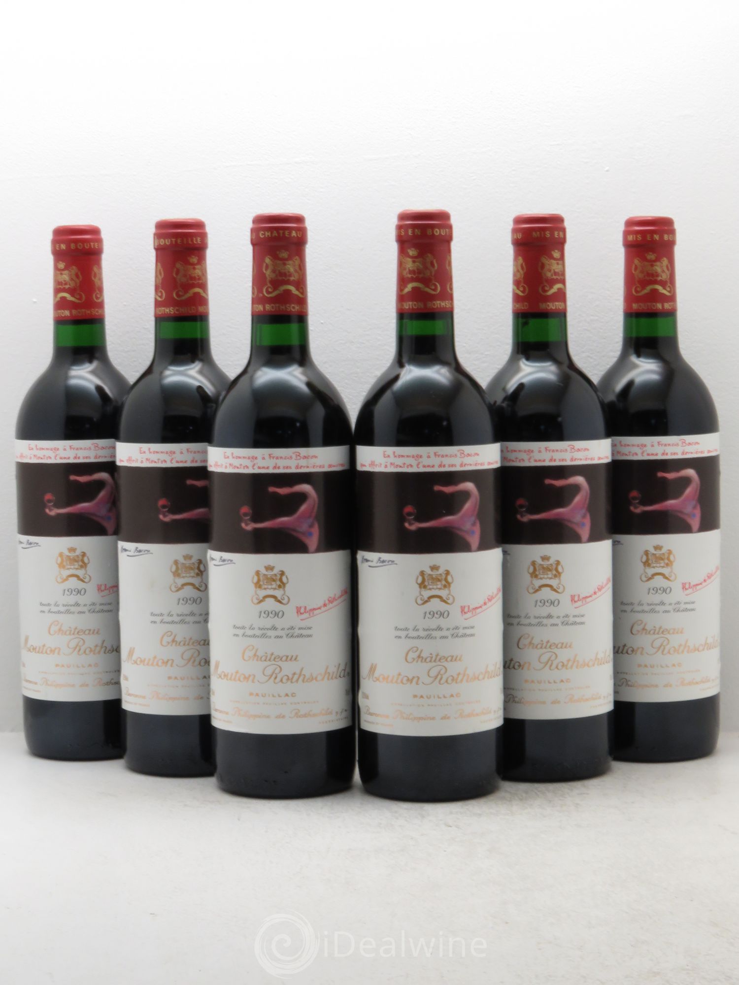 Château Mouton Rothschild 1er Grand Cru Classé 1990 - Lot de 6 bouteilles - 0