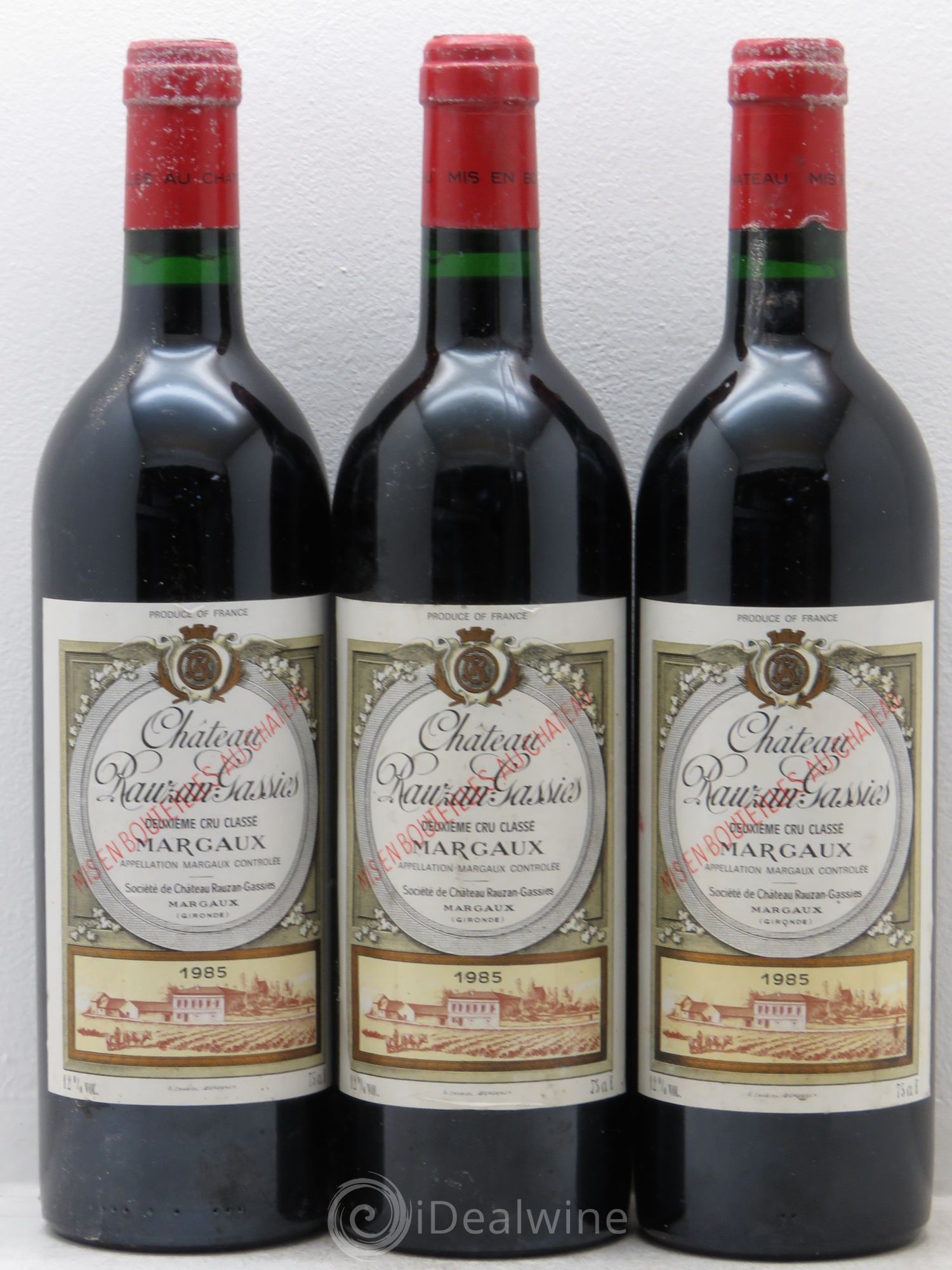 Château Rauzan-Gassies 2ème Grand Cru Classé 1985 - Lot de 3 bouteilles - 0