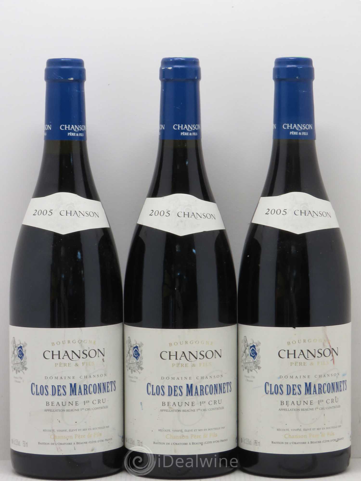 Beaune 1er Cru Les Marconnets Chanson 2005 - Lot de 3 bouteilles - 0