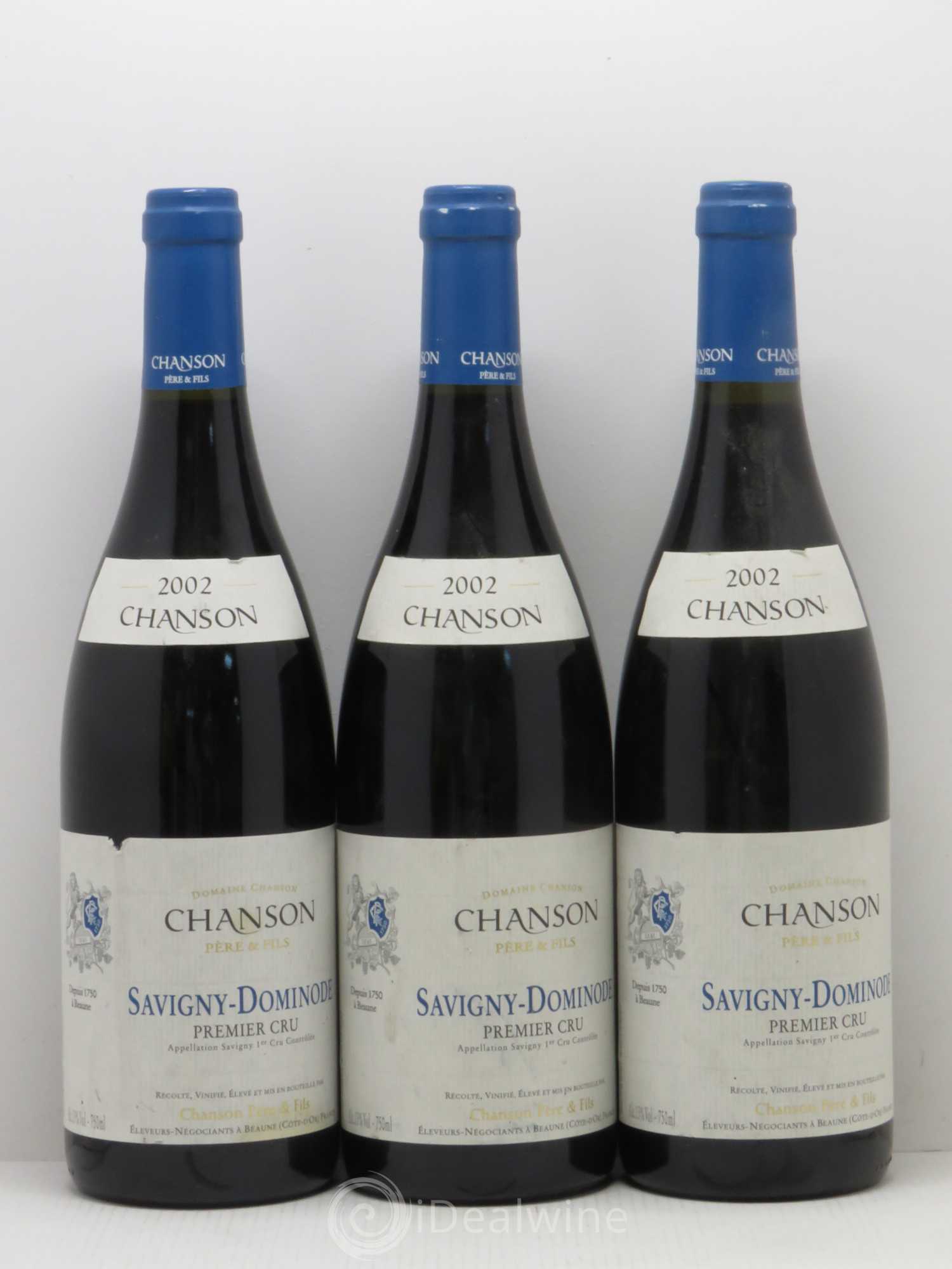 Savigny-lès-Beaune 1er Cru La Dominode Domaine Chanson (sans prix de réserve) 2002 - Posten von 3 Flaschen - 0