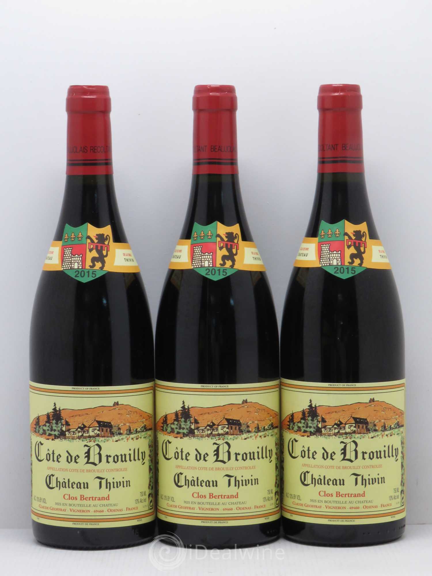 Côte de Brouilly Clos Bertrand Château Thivin 2015 - Lot de 3 bouteilles - 0