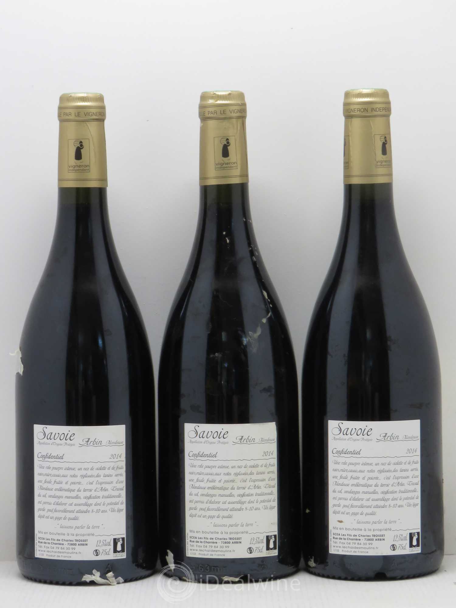 Vin de Savoie Mondeuse Confidentiel Les Fils de Charles Trosset 2014 - Posten von 3 Flaschen - 1