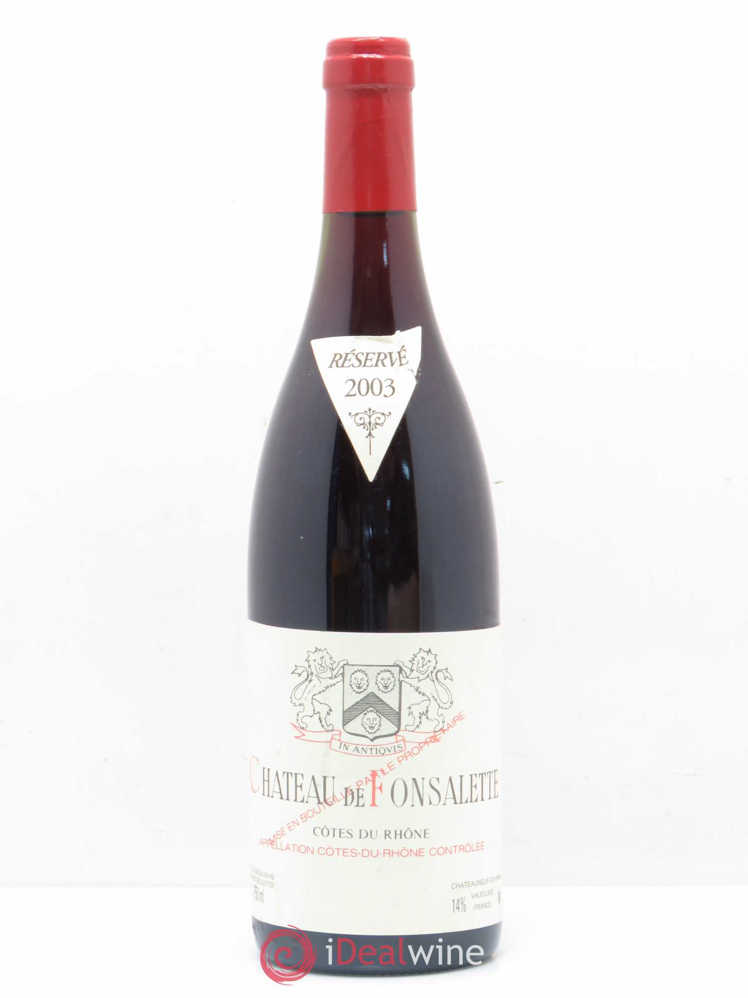 Côtes-du-Rhône Château de Fonsalette Emmanuel Reynaud 2003 - Lot de 1 bouteille - 0