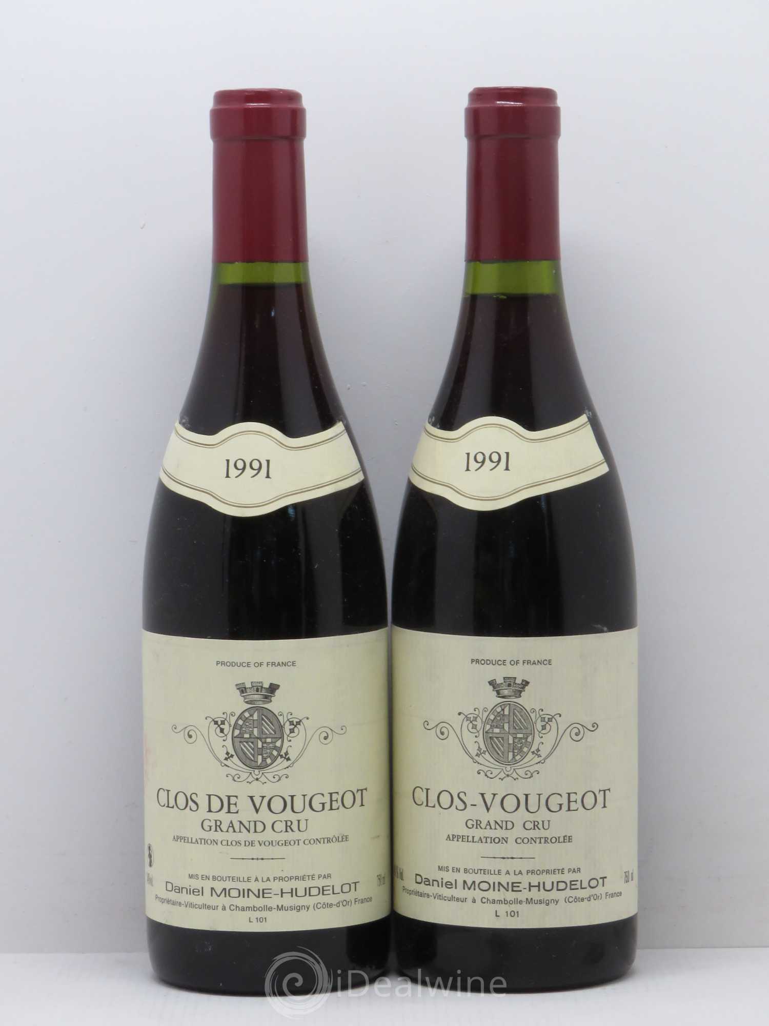Clos de Vougeot Grand Cru Domaine Moine-Hudelot (sans prix de réserve) 1991 - Posten von 2 Flaschen - 0
