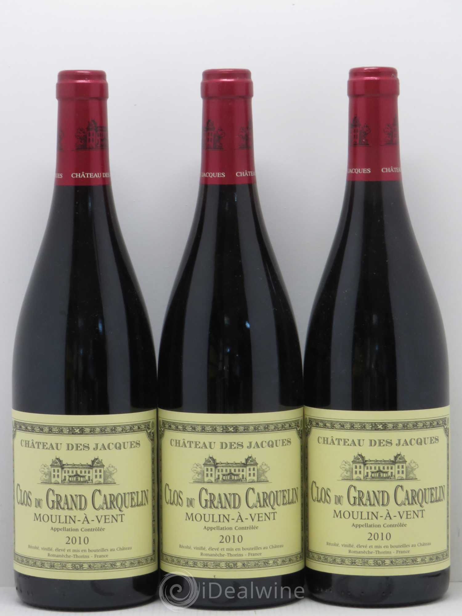 Moulin-à-Vent Clos du Grand Carquelin Château des Jacques 2010 - Lot de 3 bouteilles - 0