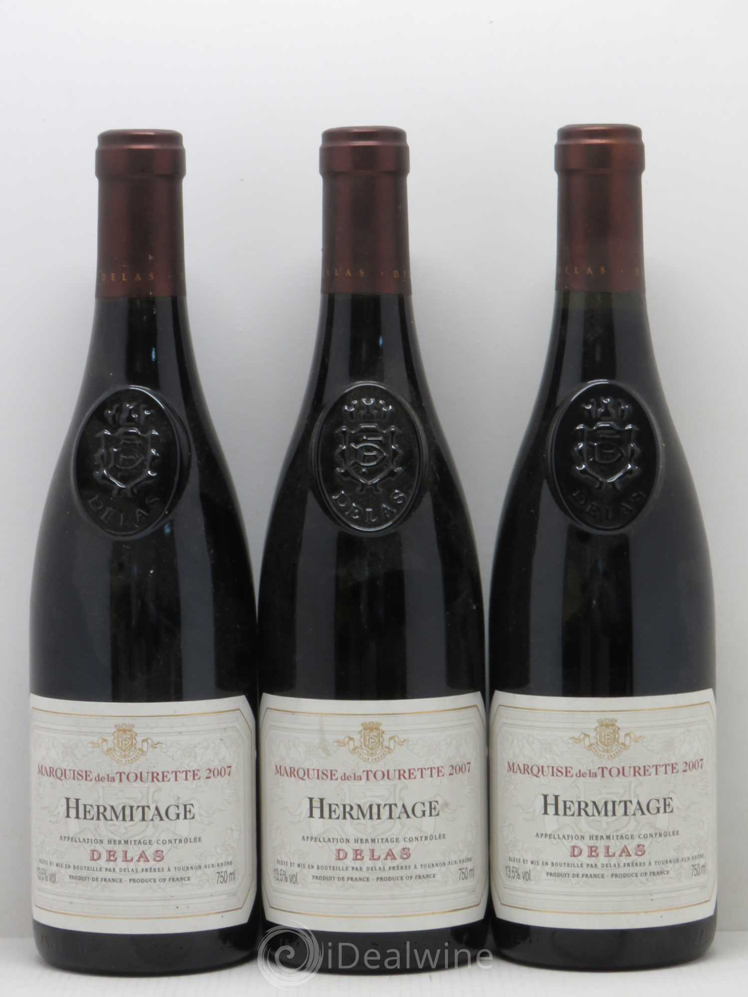 Hermitage Marquise de la Tourette Delas Frères 2007 - Lot de 3 bouteilles - 0
