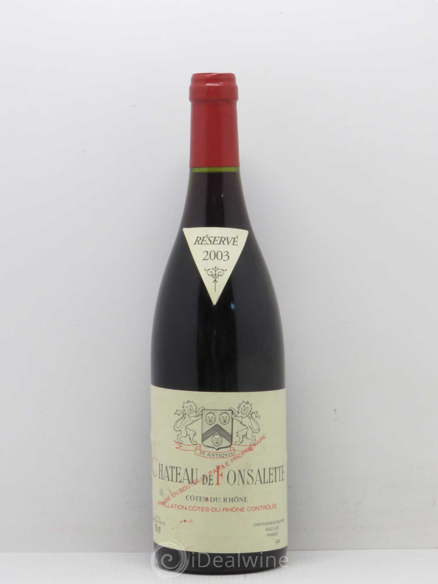 Côtes-du-Rhône Château de Fonsalette Emmanuel Reynaud 2003 - Lot de 1 bouteille - 0