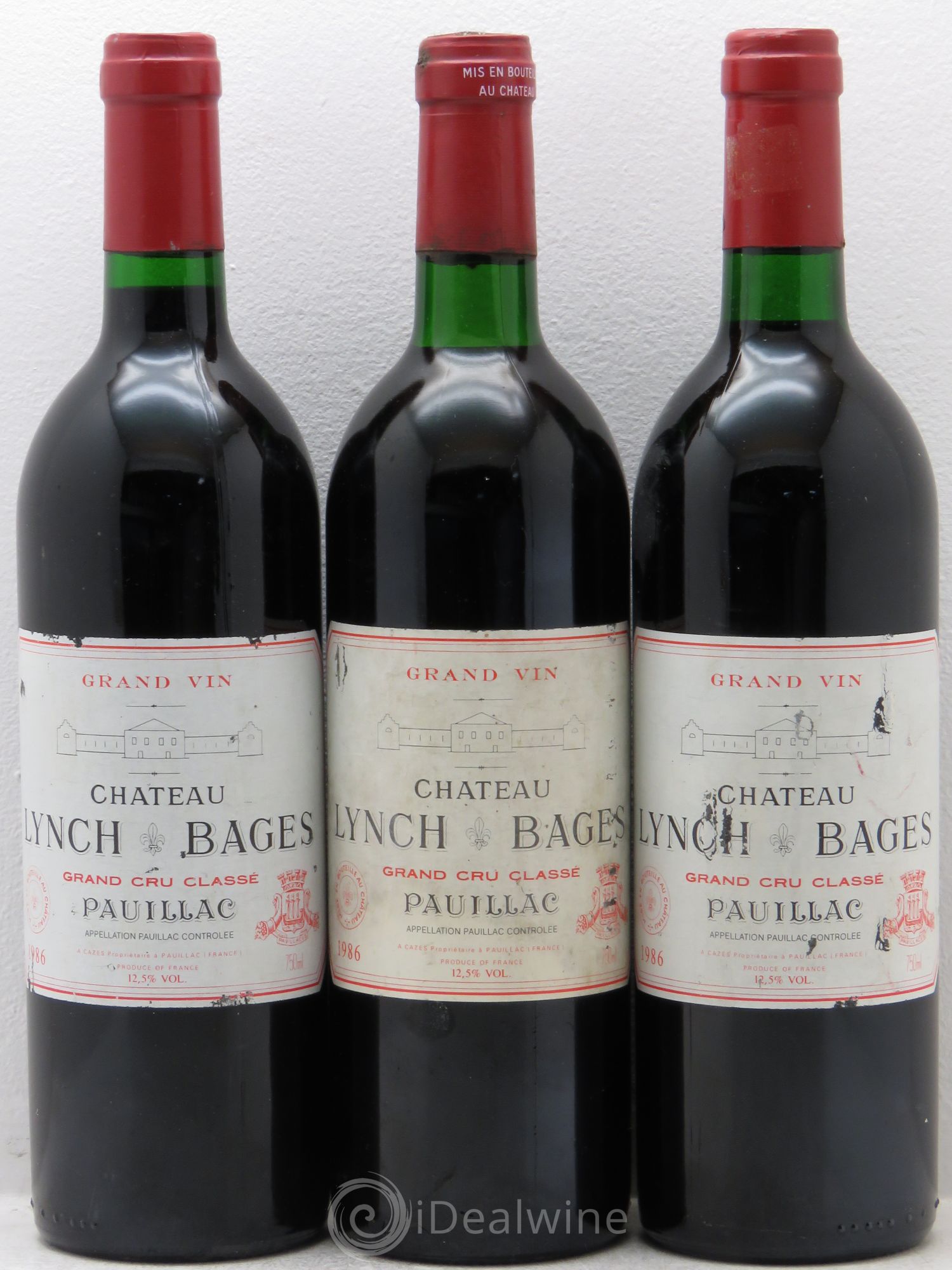 Château Lynch Bages 5ème Grand Cru Classé 1986 - Lot de 3 bouteilles - 0
