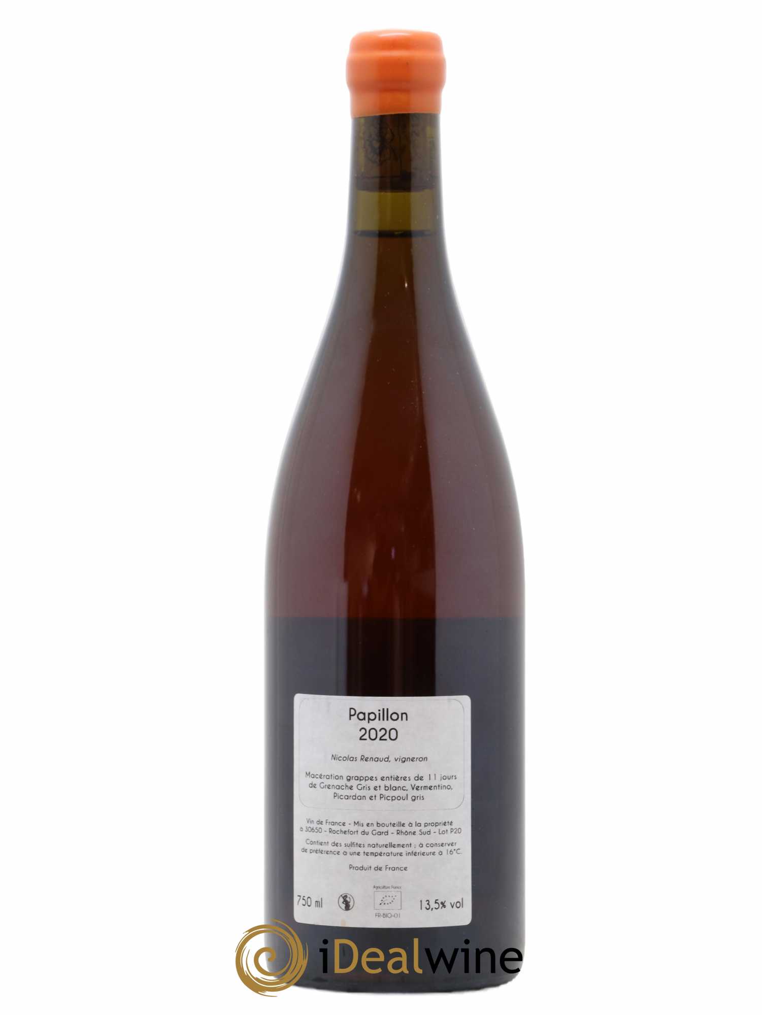 Vin de France Papillon Orange Clos des Grillons Nicolas Renaud 2020 - Lot de 1 bouteille - 1
