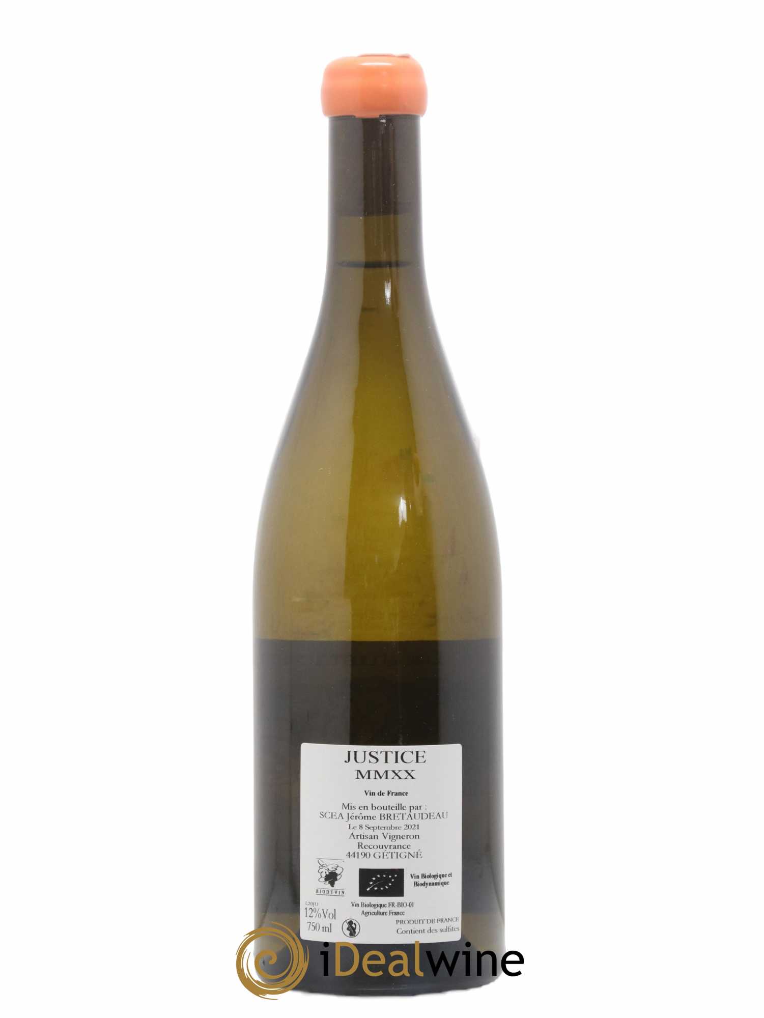 Muscadet-Sèvre-et-Maine Justice Jérôme Bretaudeau - Bellevue (Domaine de) 2020 - Lot de 1 bouteille - 1