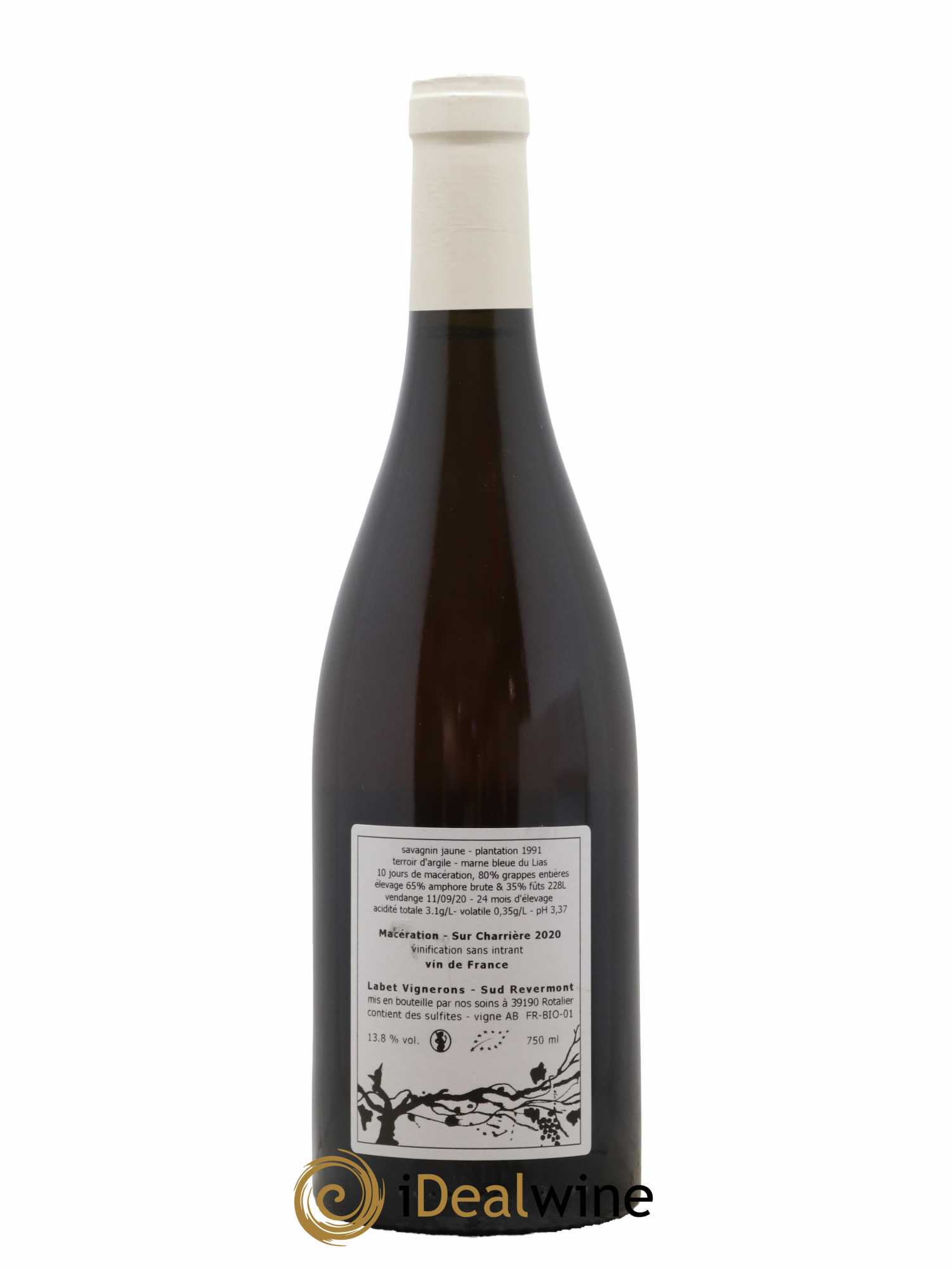Côtes du Jura Savagnin de macération La Bardette Romain - Julien - Charline Labet 2020 - Lot de 1 bouteille - 1