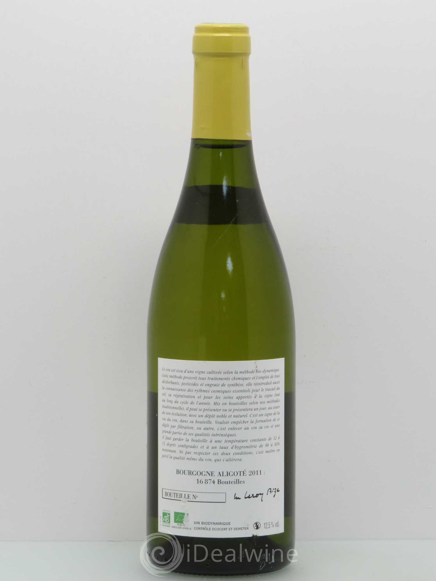 Bourgogne Aligoté Leroy (Domaine) 2011 - Lot de 1 bouteille - 1