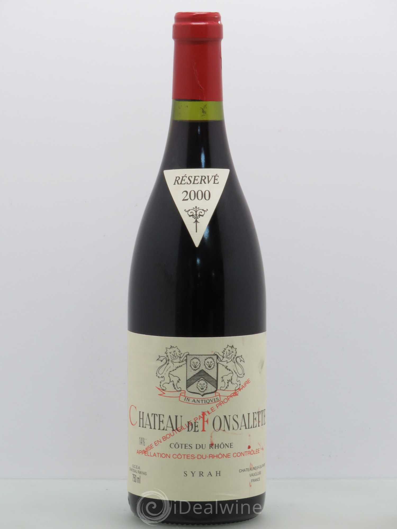 Côtes-du-Rhône Cuvée Syrah Château de Fonsalette 2000 - Lot de 1 bouteille - 0