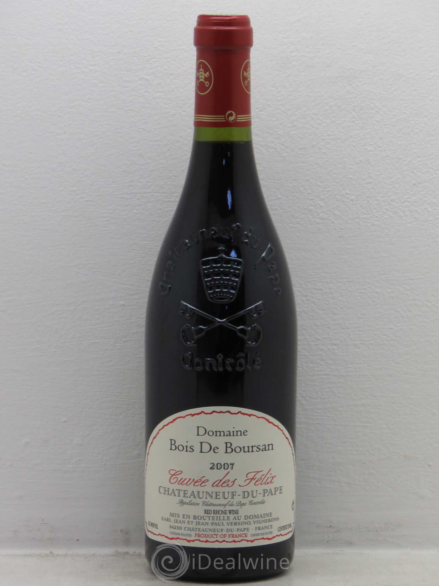 Châteauneuf-du-Pape Bois de Boursan (Domaine) Cuvée des Félix Jean et Jean-Paul Versino 2007 - Lot de 1 bouteille - 0