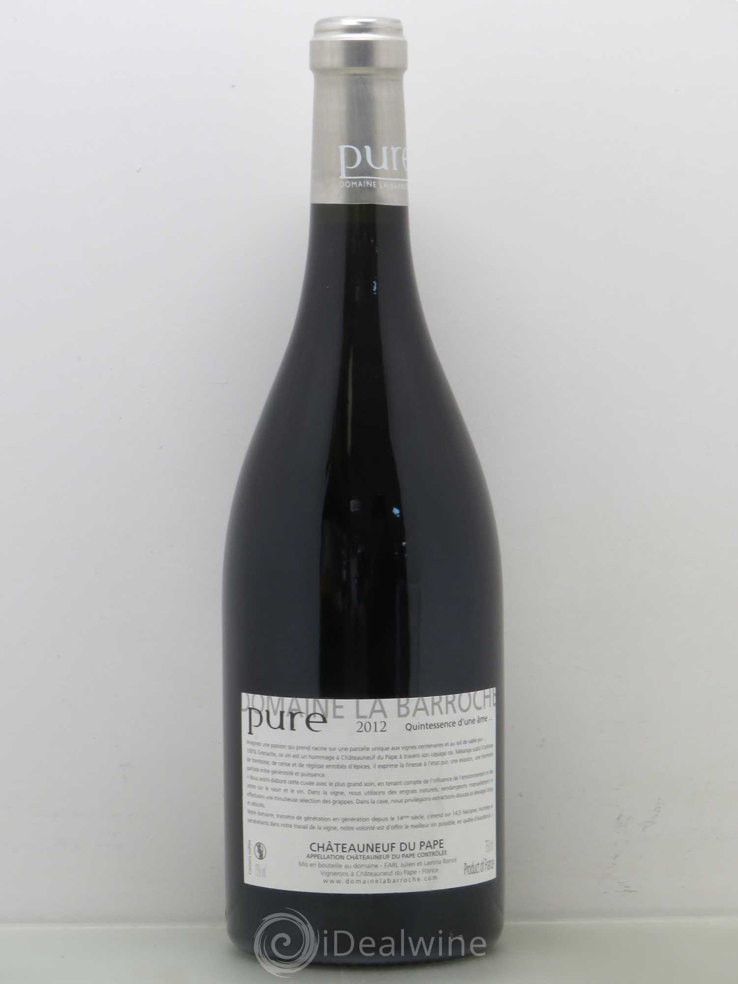 Châteauneuf-du-Pape Cuvée Pure Domaine La Barroche 2012 - Lot de 1 bouteille - 1