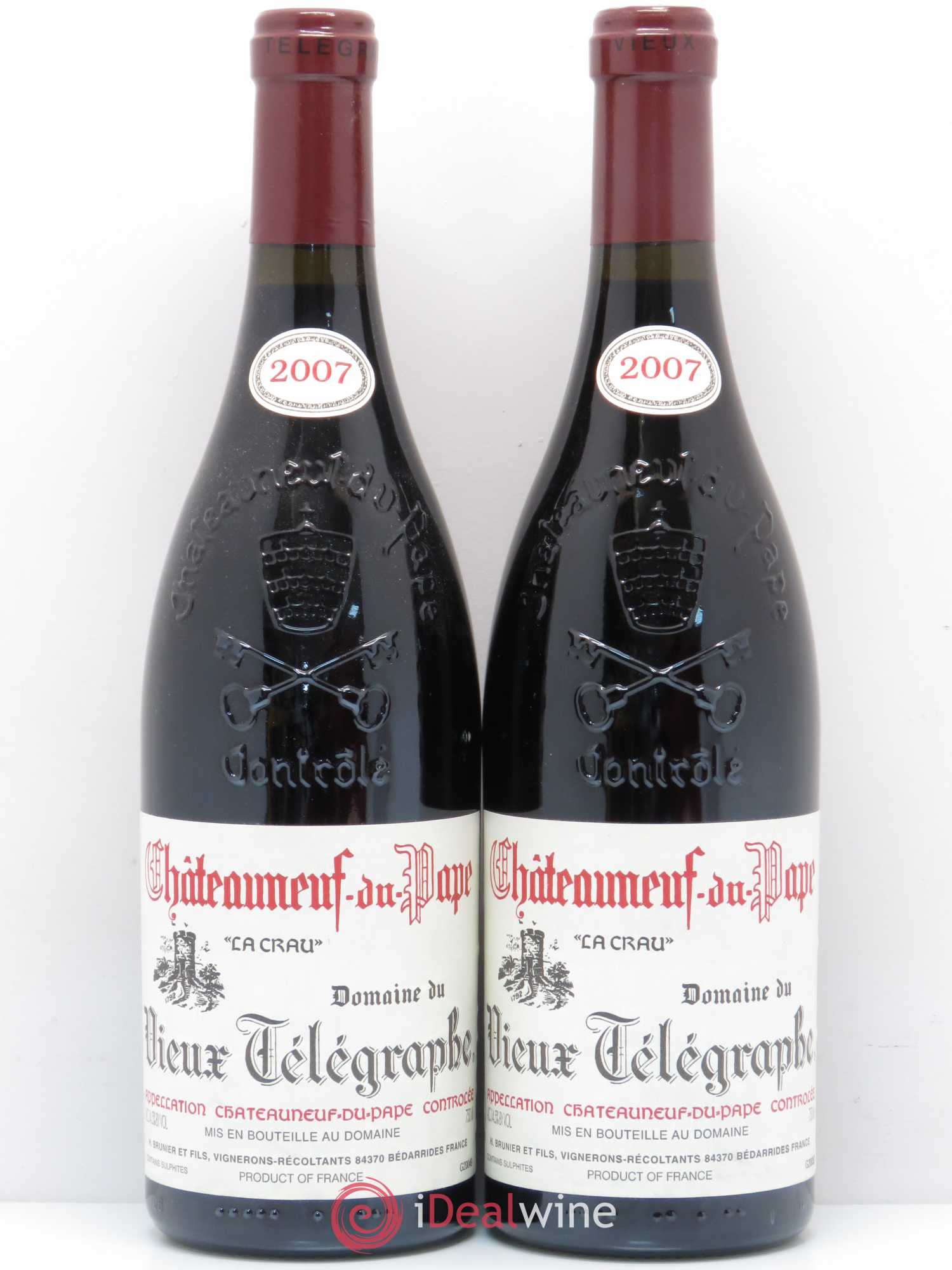 Châteauneuf-du-Pape Vieux Télégraphe (Domaine du) Vignobles Brunier 2007 - Lot de 2 bouteilles - 0