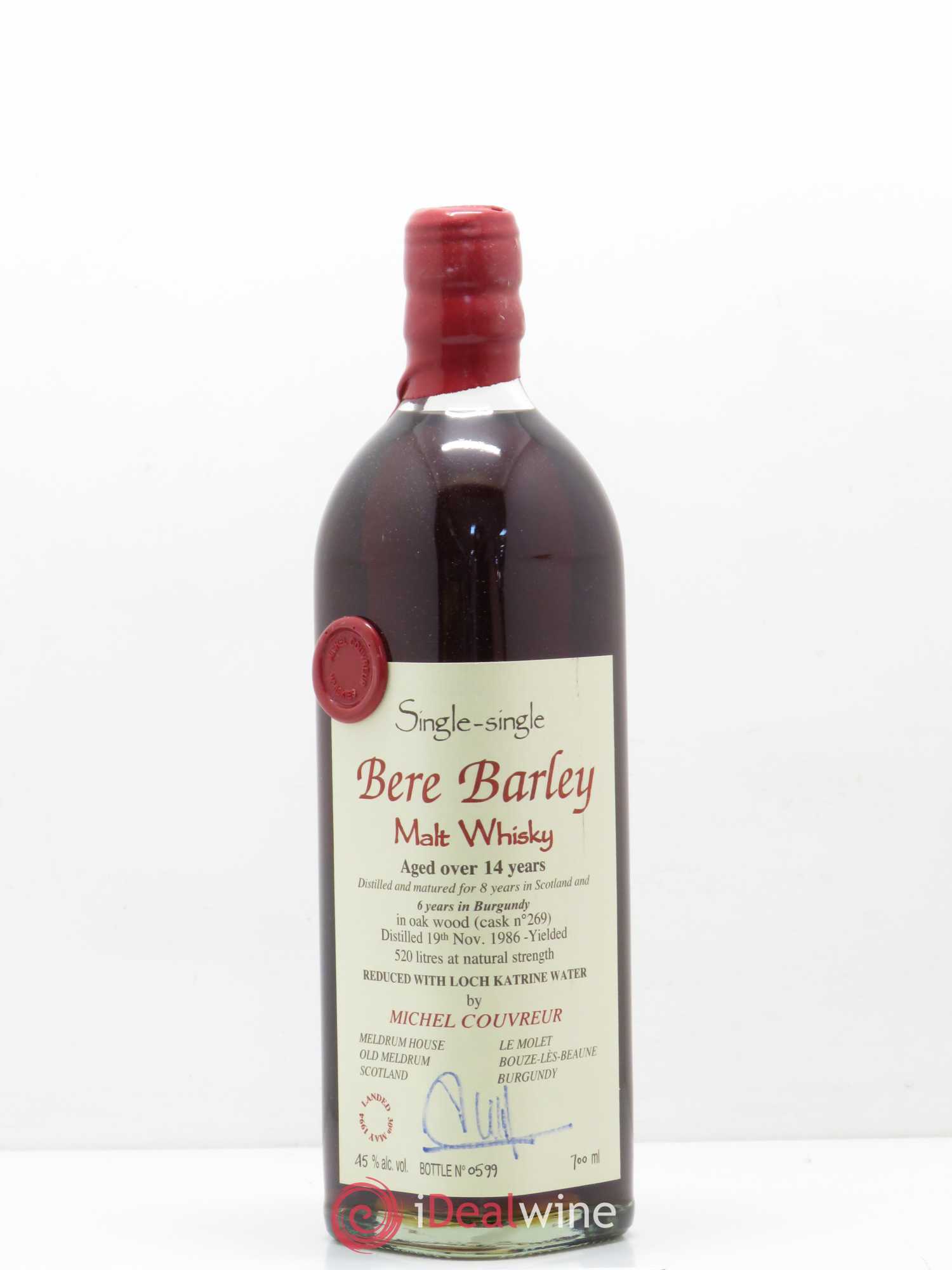 Whisky Single Bere Barley Michel Couvreur 14 ans d'âge 1986 - Posten von 1 Flasche - 0