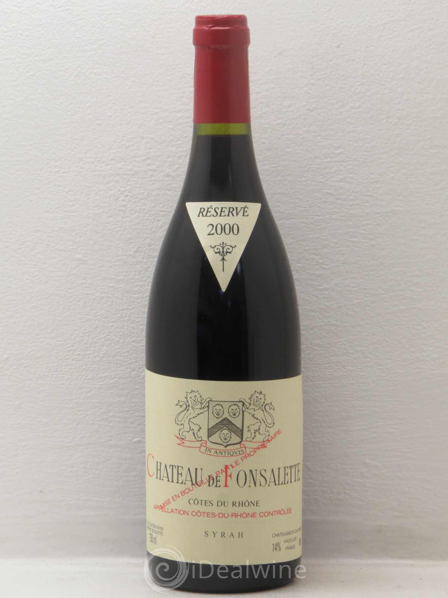 Côtes-du-Rhône Cuvée Syrah Château de Fonsalette 2000 - Lot de 1 bouteille - 0