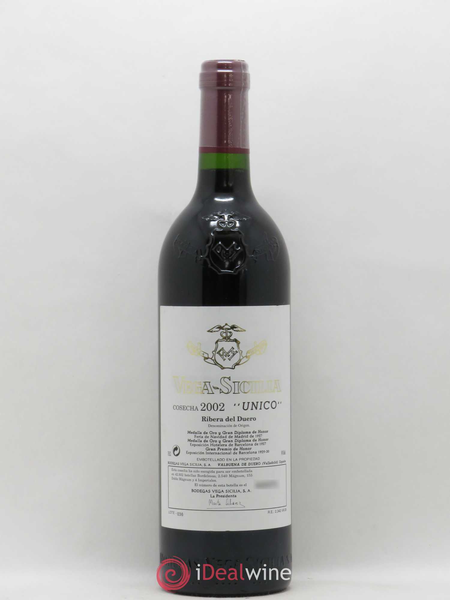 Ribera Del Duero DO Vega Sicilia Unico Famille Alvarez 2002 - Lot de 1 bouteille - 0