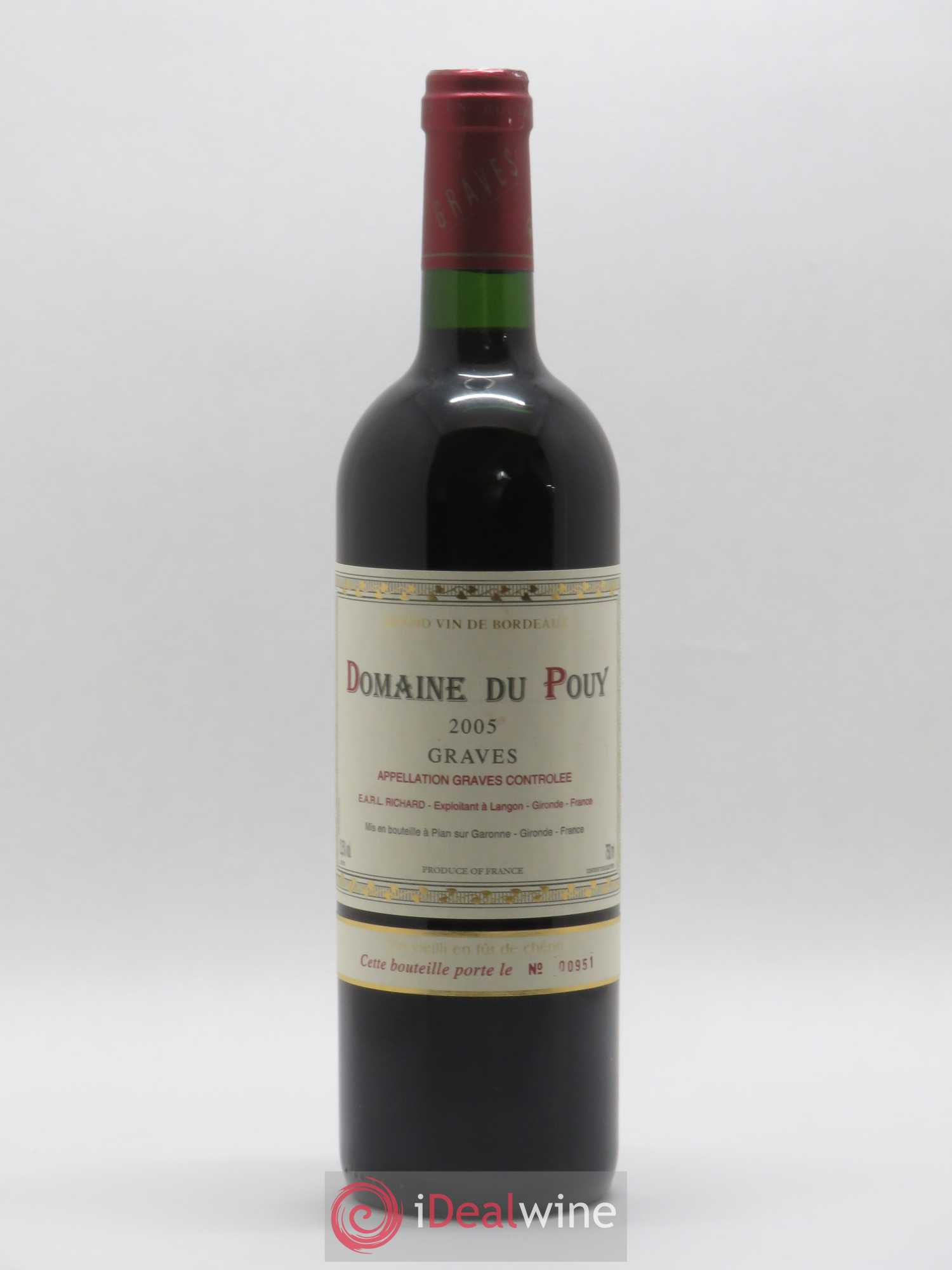 Graves Domaine du Pouy (sans prix de réserve) 2005 - Posten von 1 Flasche - 0