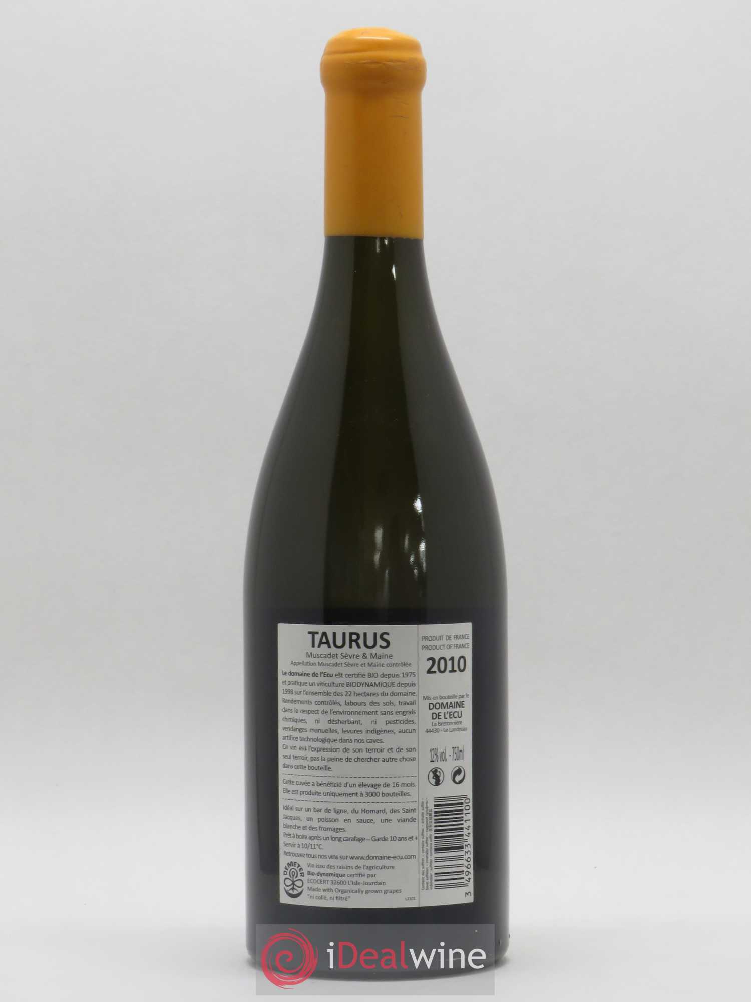 Vin de France (ex-Muscadet-Sèvre-et-Maine) Taurus Domaine de L'Ecu 2010 - Lot de 1 bouteille - 1