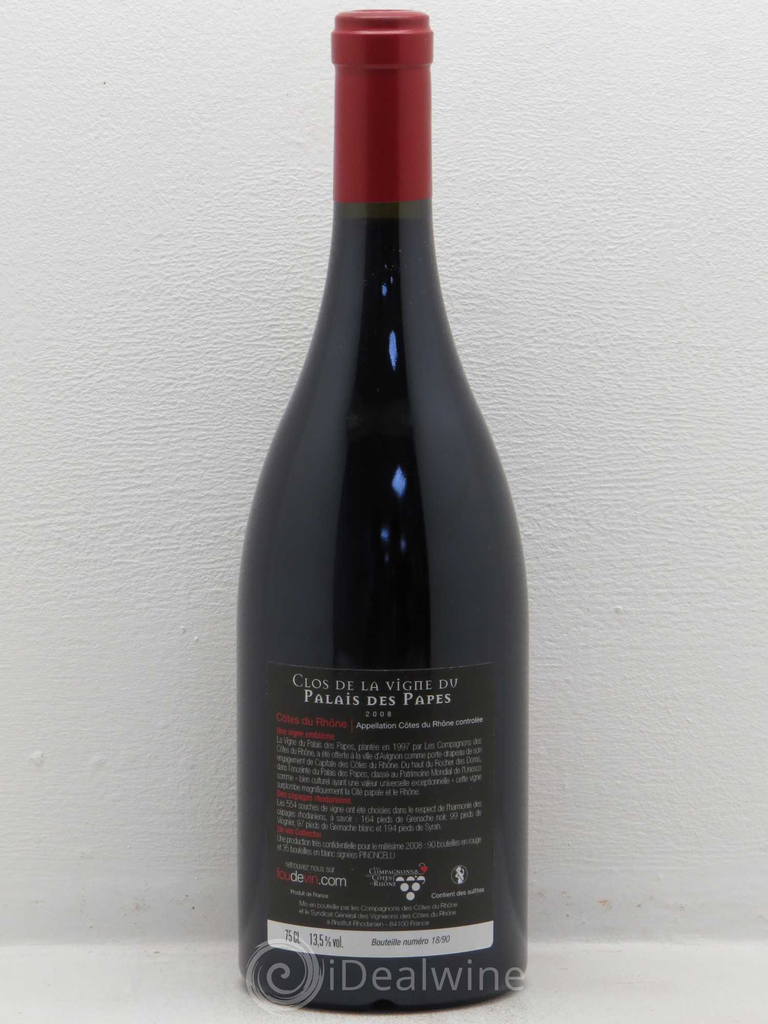 Côtes-du-Rhône Clos de la vigne du Palais des Papes 2008 - Posten von 1 Flasche - 1