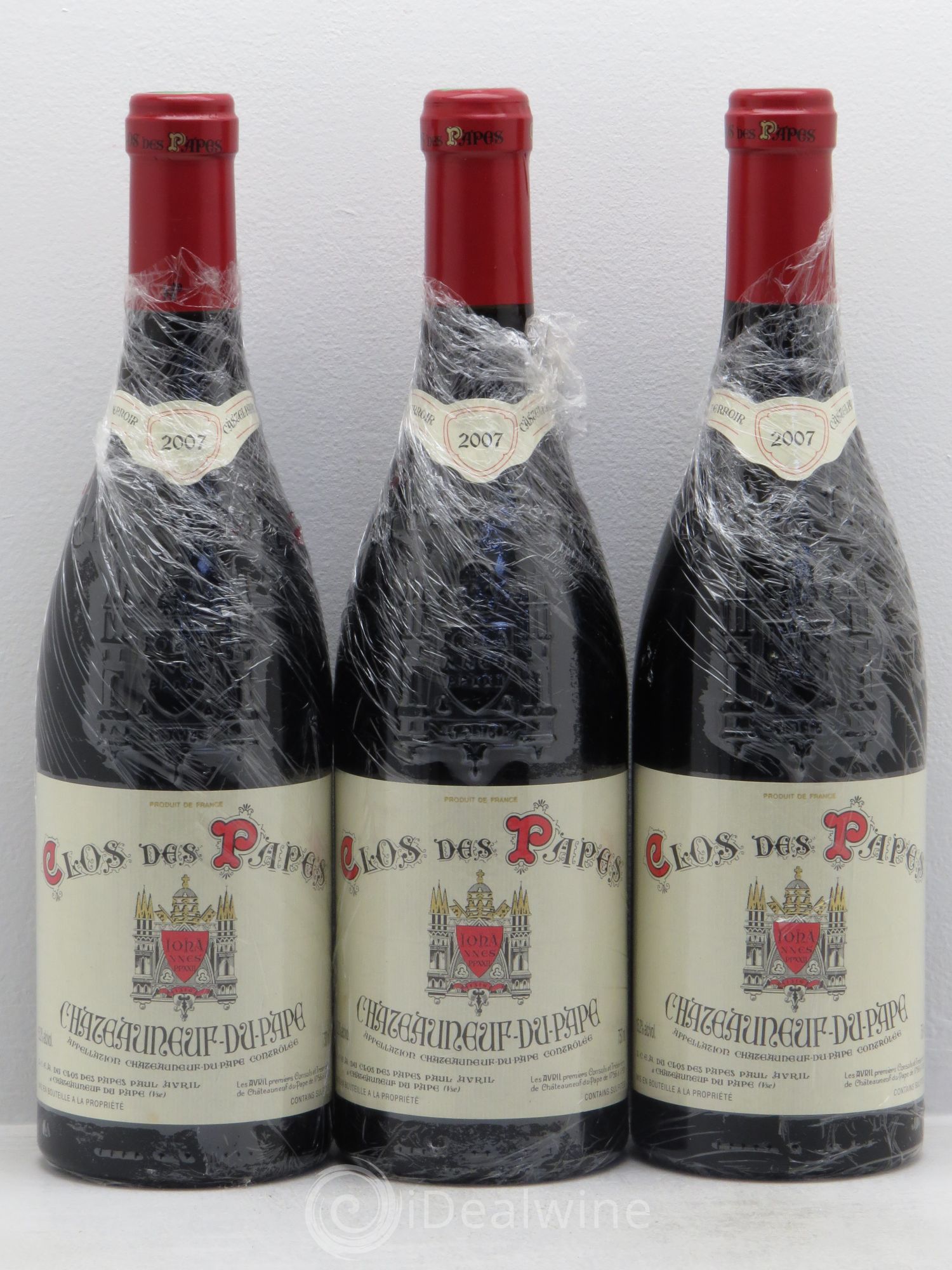 Châteauneuf-du-Pape Clos des Papes - Paul Avril 2007 - Lot de 3 bouteilles - 0