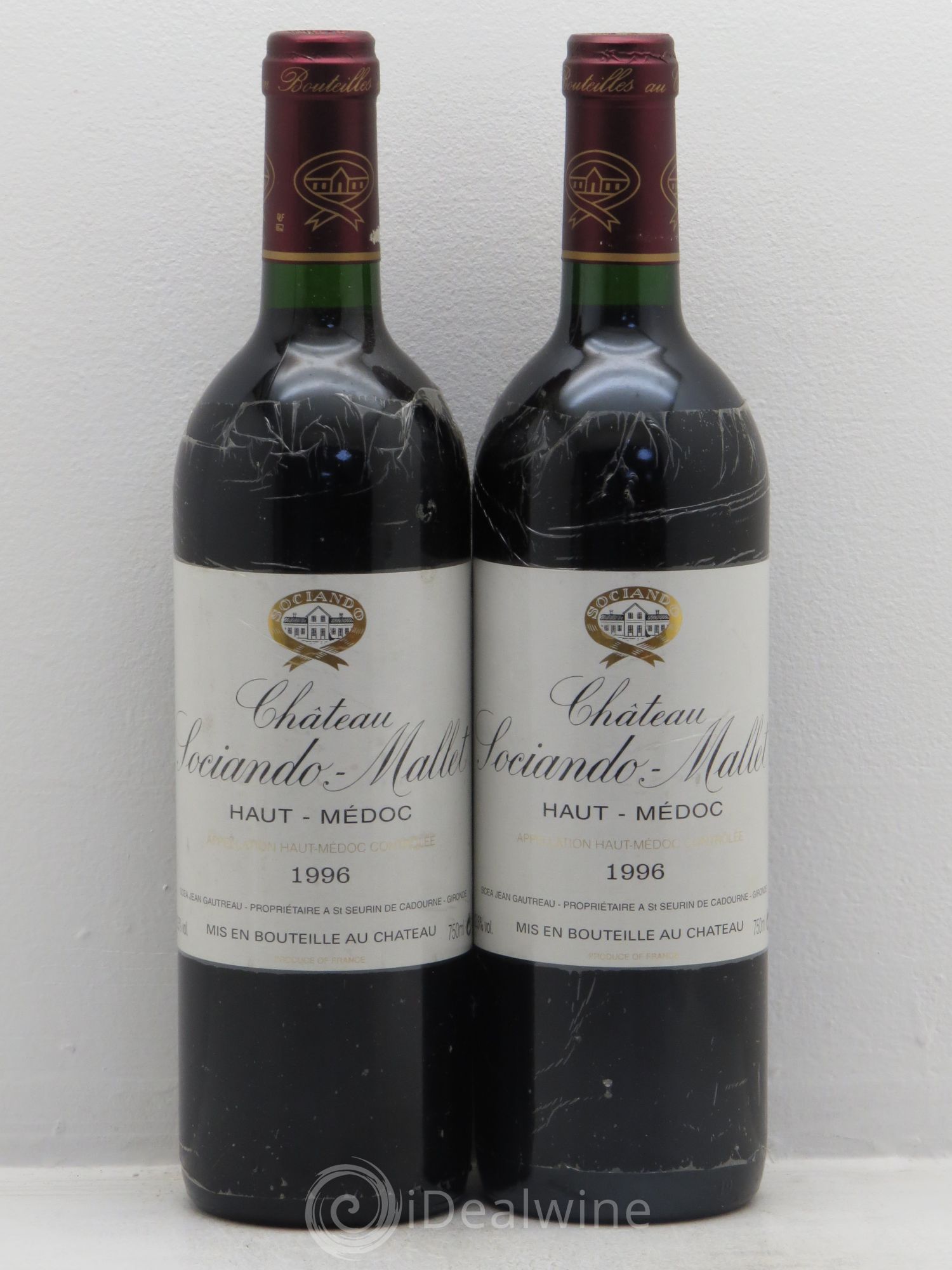 Château Sociando Mallet 1996 - Lot de 2 bouteilles - 0