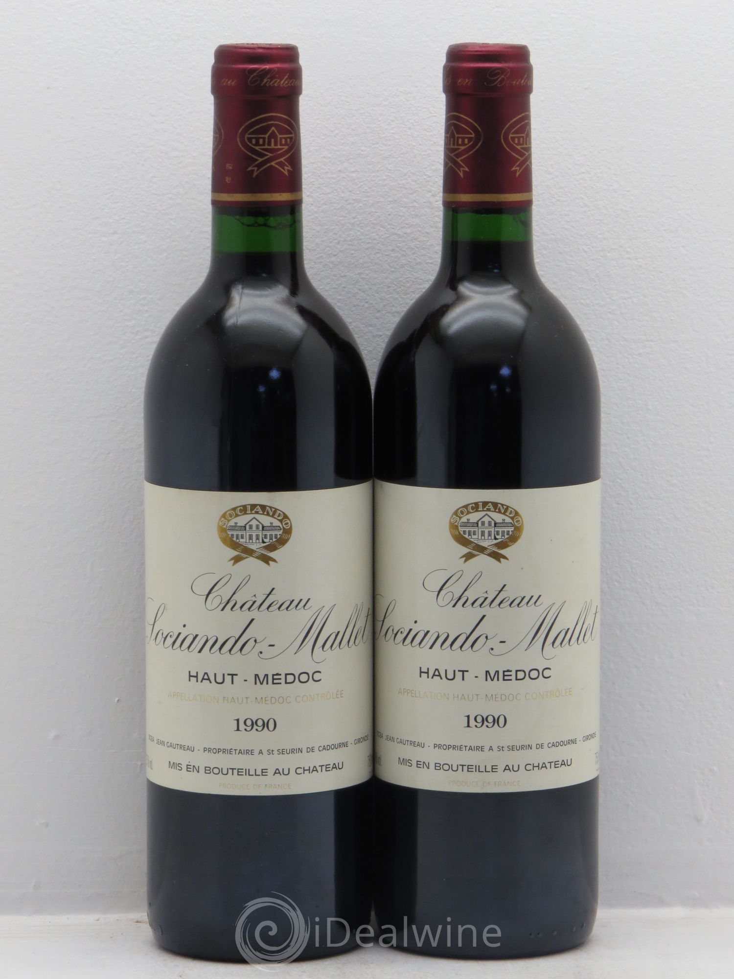 Château Sociando Mallet 1990 - Lot de 2 bouteilles - 0