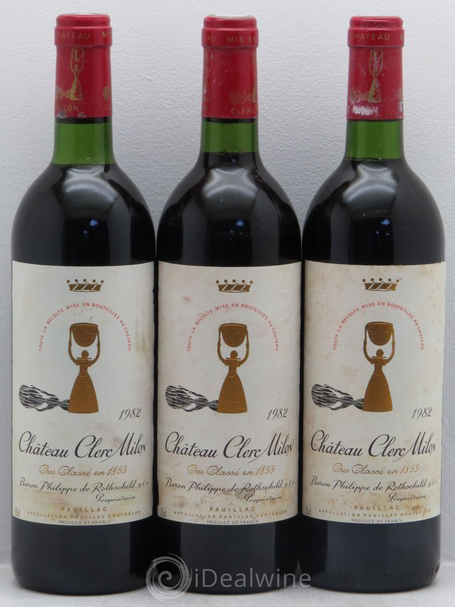 Château Clerc Milon 5ème Grand Cru Classé 1982 - Lot de 3 bouteilles - 0