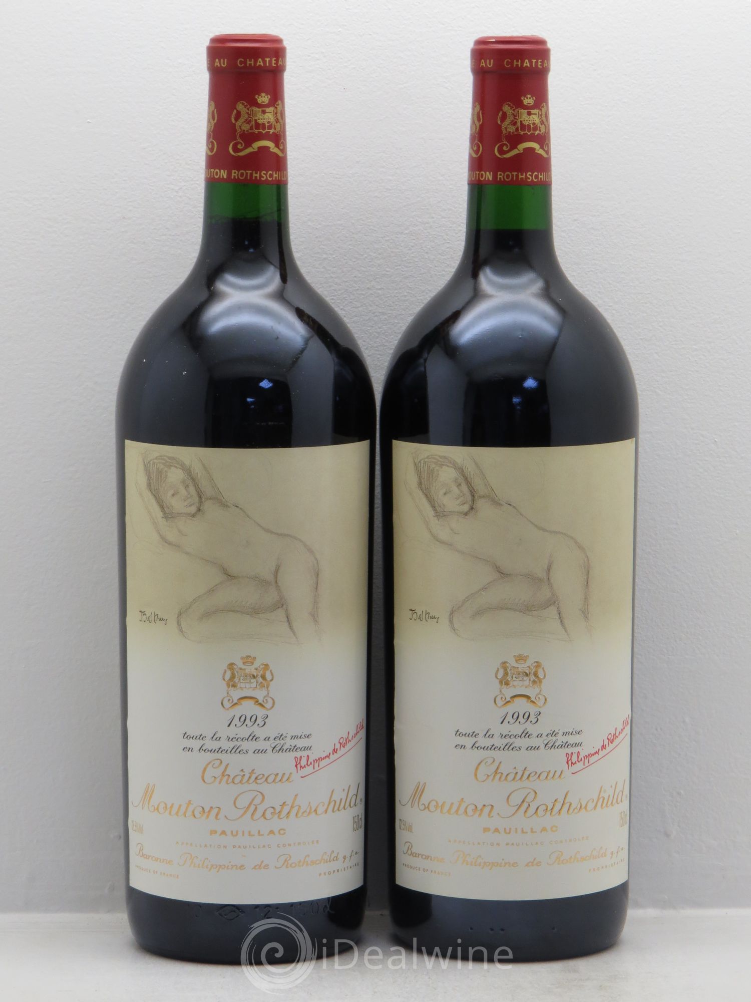 Château Mouton Rothschild 1er Grand Cru Classé 1993 - Lot de 2 magnums - 0